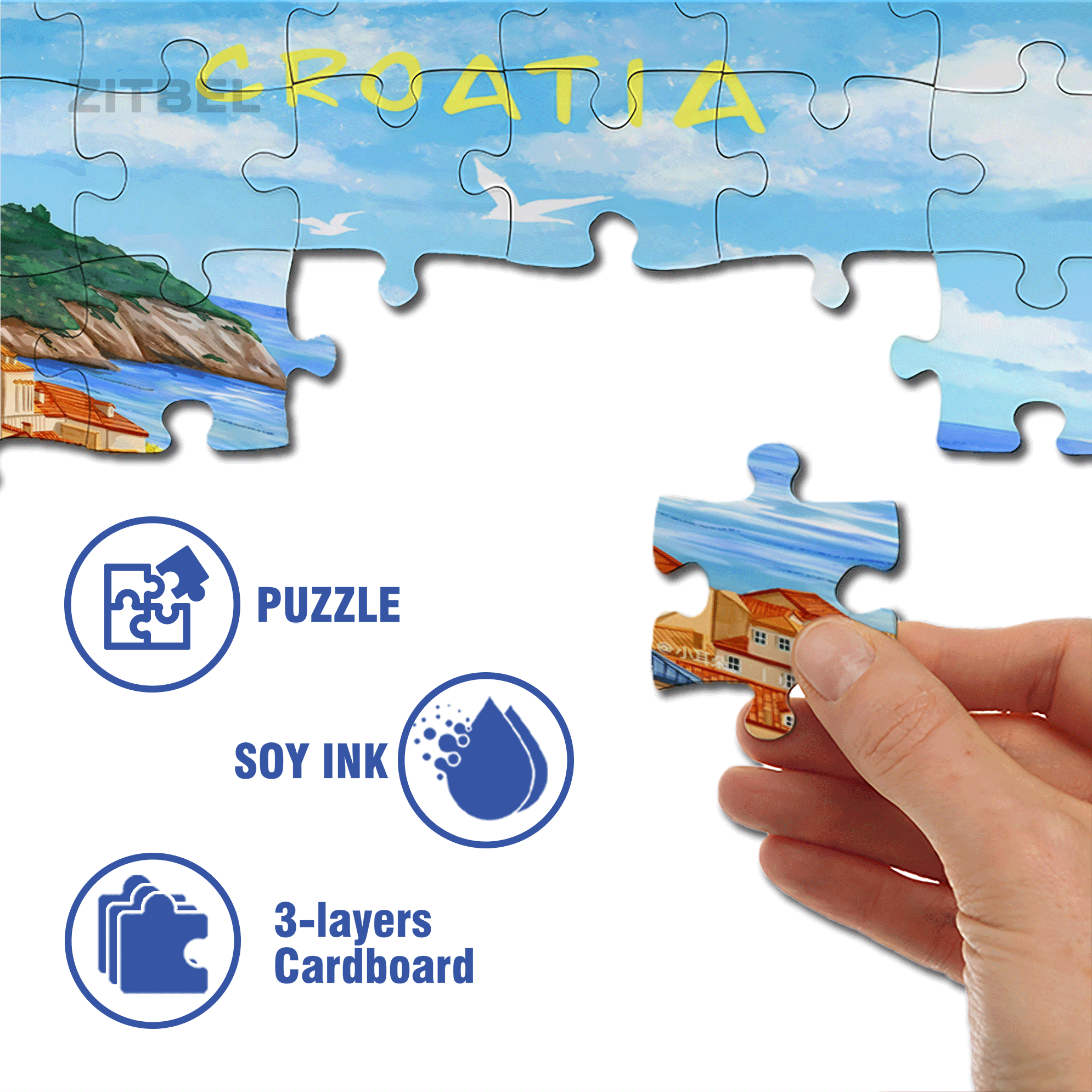 Croatia 500pcs/1000pcs Jigsaw Puzzle, Scratch-Resistant, Interactive Family Game & Brain-Boosting DIY Decor, Perfect for Halloween, Christmas & New Year Gifts, Family Puzzle Game