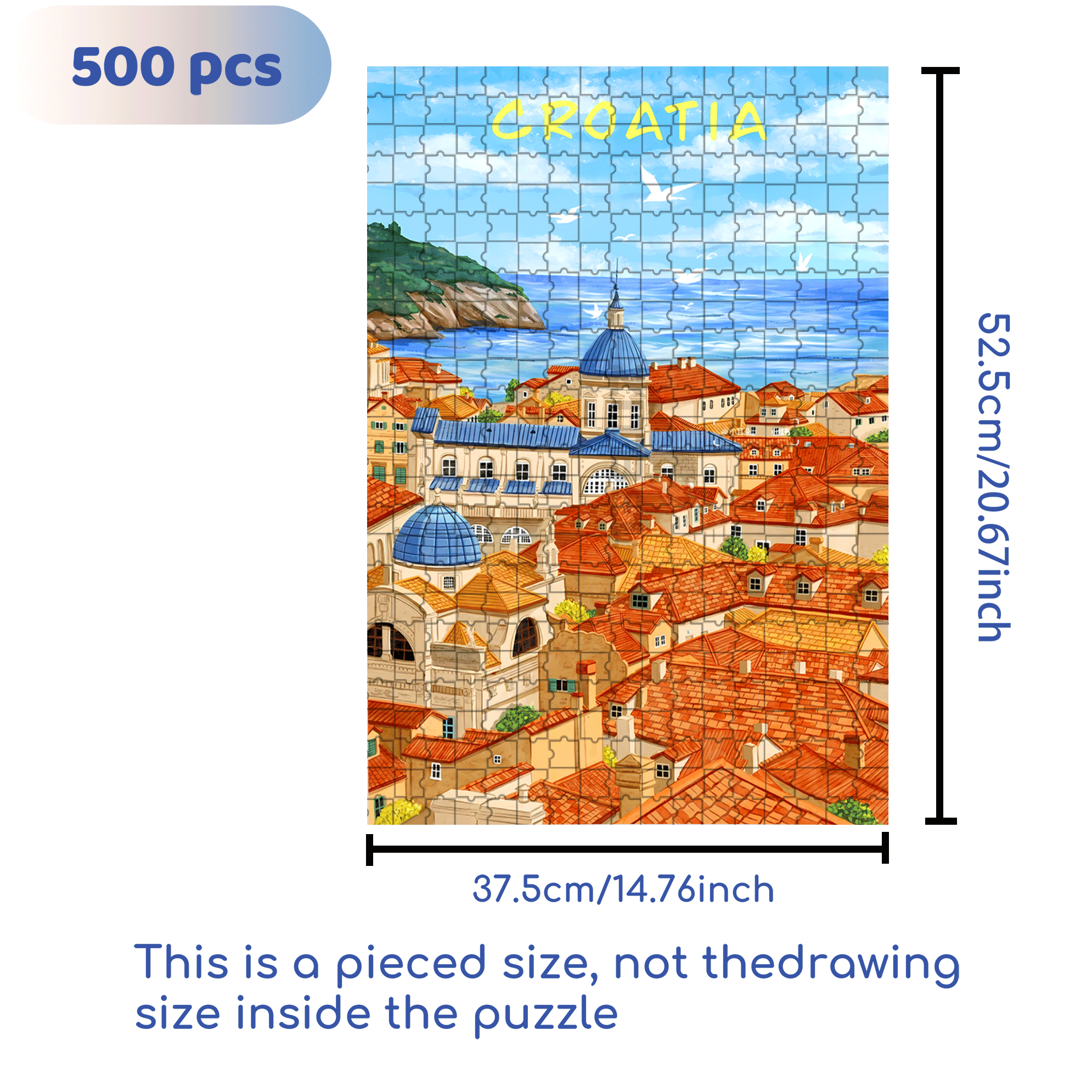 Croatia 500pcs/1000pcs Jigsaw Puzzle, Scratch-Resistant, Interactive Family Game & Brain-Boosting DIY Decor, Perfect for Halloween, Christmas & New Year Gifts, Family Puzzle Game