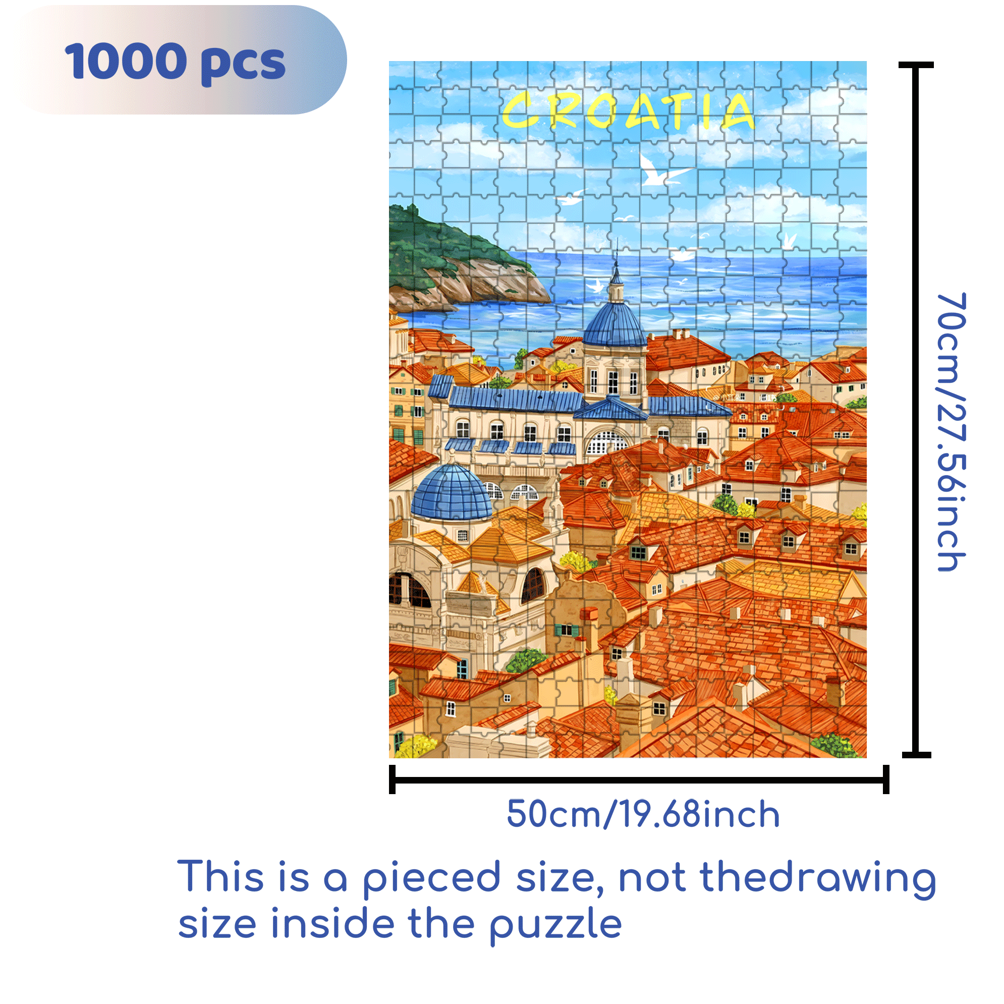 Croatia 500pcs/1000pcs Jigsaw Puzzle, Scratch-Resistant, Interactive Family Game & Brain-Boosting DIY Decor, Perfect for Halloween, Christmas & New Year Gifts, Family Puzzle Game