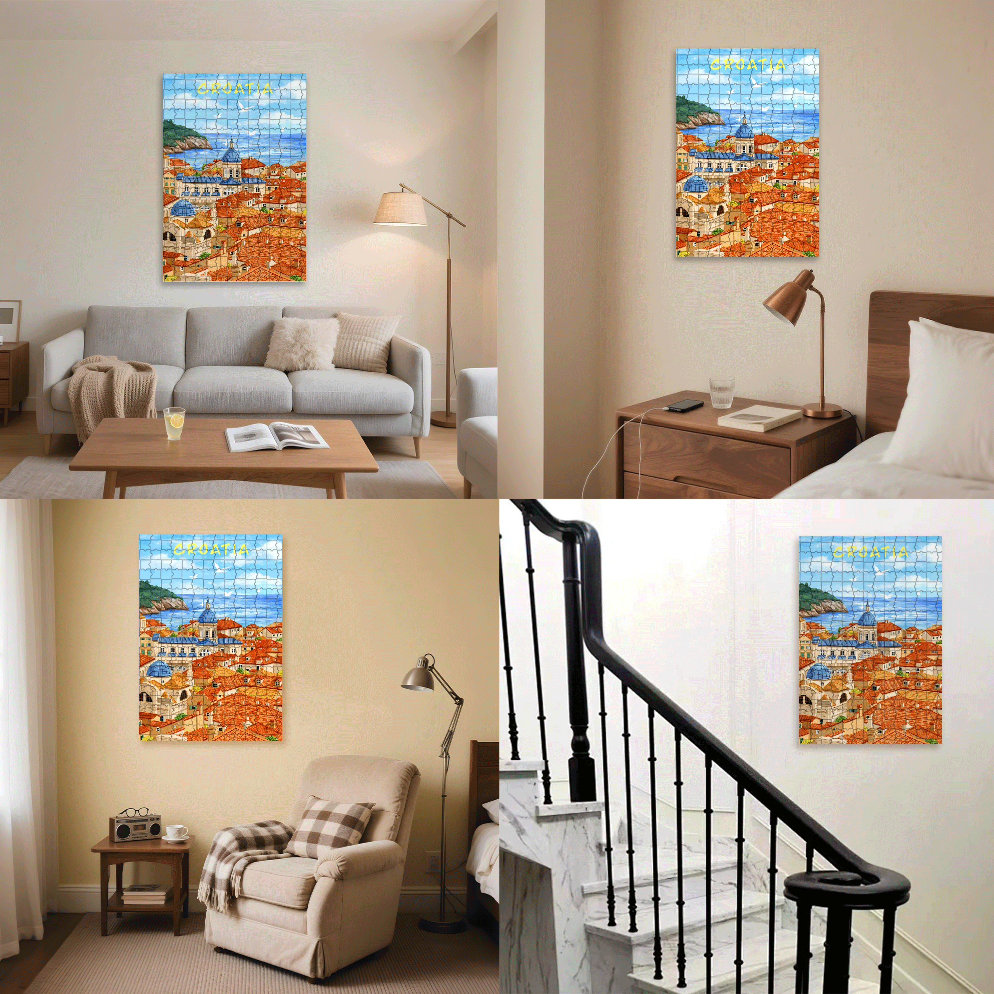 Croatia 500pcs/1000pcs Jigsaw Puzzle, Scratch-Resistant, Interactive Family Game & Brain-Boosting DIY Decor, Perfect for Halloween, Christmas & New Year Gifts, Family Puzzle Game