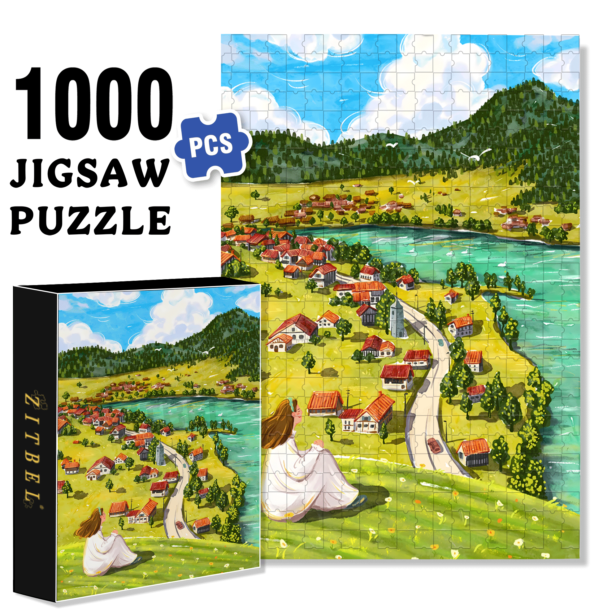 Go To A Place Where The Wind Blows 500pcs/1000pcs Jigsaw Puzzle, Scratch-Resistant, Interactive Family Game & Brain-Boosting DIY Decor, Perfect for Halloween, Christmas & New Year Gifts, Family Puzzle Game