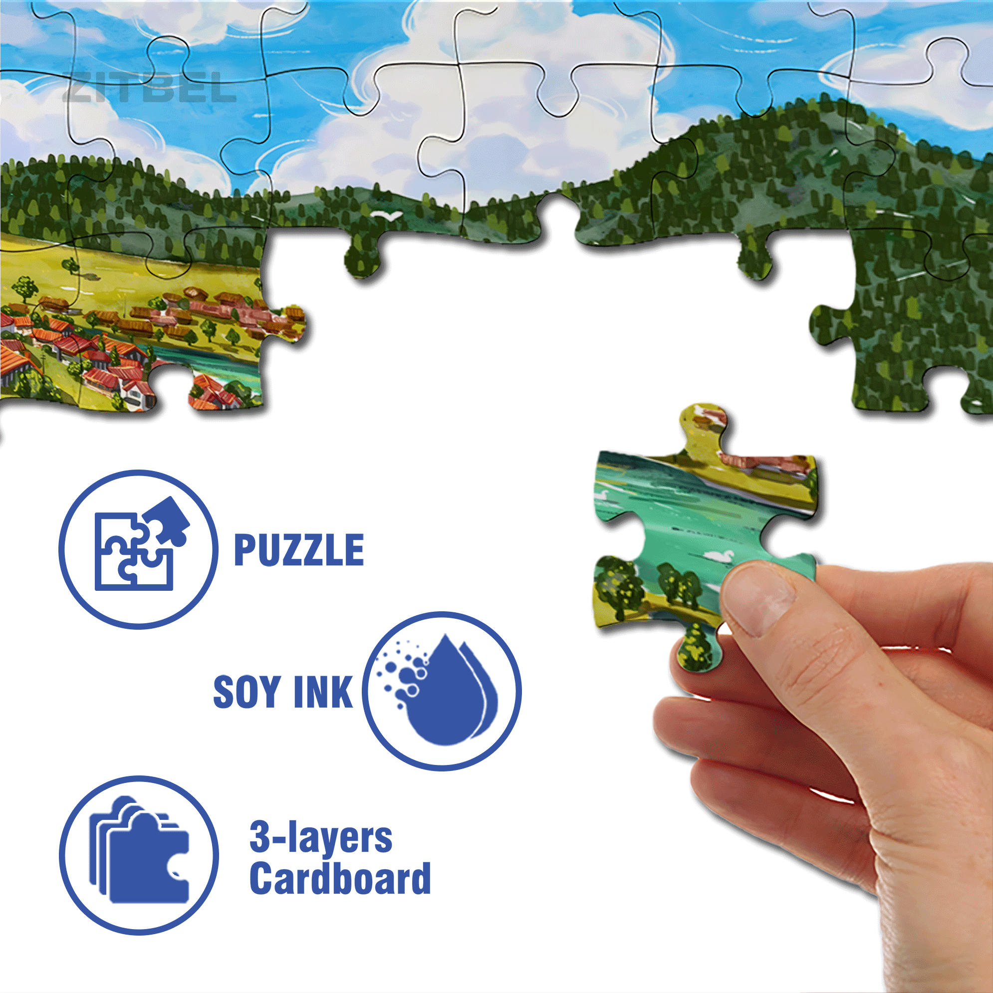 Go To A Place Where The Wind Blows 500pcs/1000pcs Jigsaw Puzzle, Scratch-Resistant, Interactive Family Game & Brain-Boosting DIY Decor, Perfect for Halloween, Christmas & New Year Gifts, Family Puzzle Game
