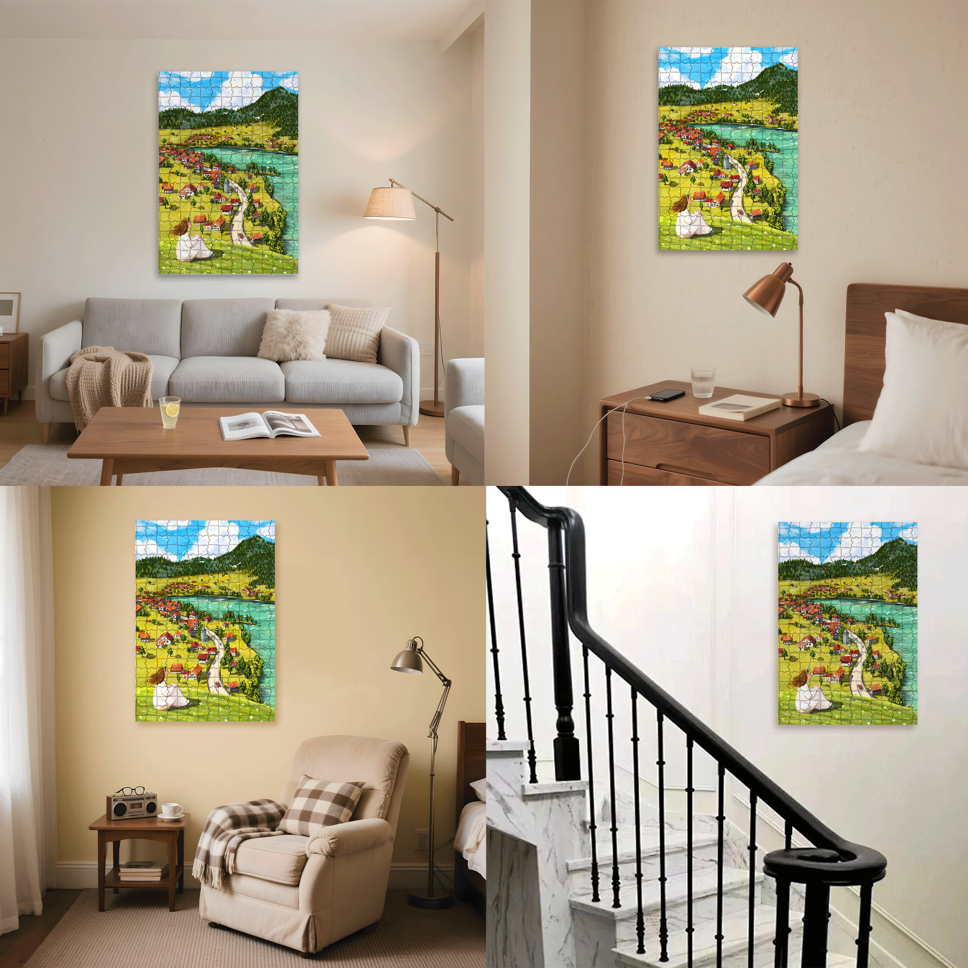 Go To A Place Where The Wind Blows 500pcs/1000pcs Jigsaw Puzzle, Scratch-Resistant, Interactive Family Game & Brain-Boosting DIY Decor, Perfect for Halloween, Christmas & New Year Gifts, Family Puzzle Game