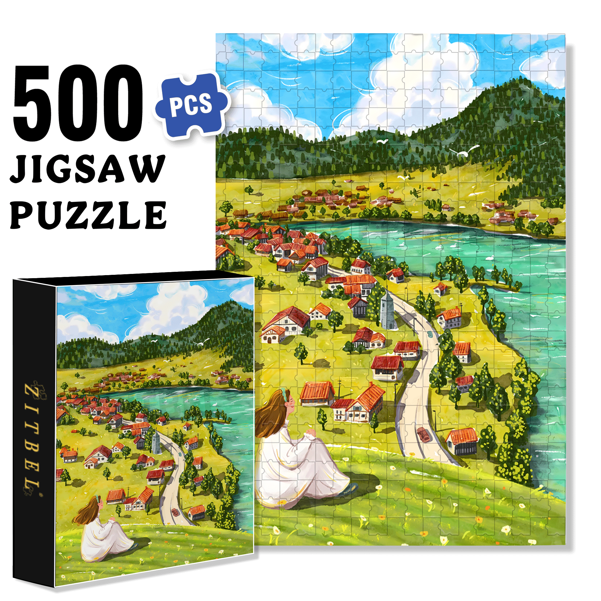Go To A Place Where The Wind Blows 500pcs/1000pcs Jigsaw Puzzle, Scratch-Resistant, Interactive Family Game & Brain-Boosting DIY Decor, Perfect for Halloween, Christmas & New Year Gifts, Family Puzzle Game