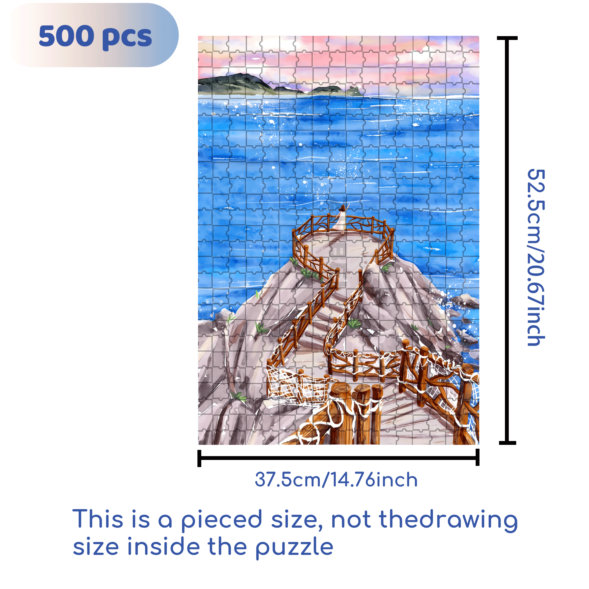 Go To See The Sea 2 500pcs/1000pcs Jigsaw Puzzle, Scratch-Resistant, Interactive Family Game & Brain-Boosting DIY Decor, Perfect for Halloween, Christmas & New Year Gifts, Family Puzzle Game