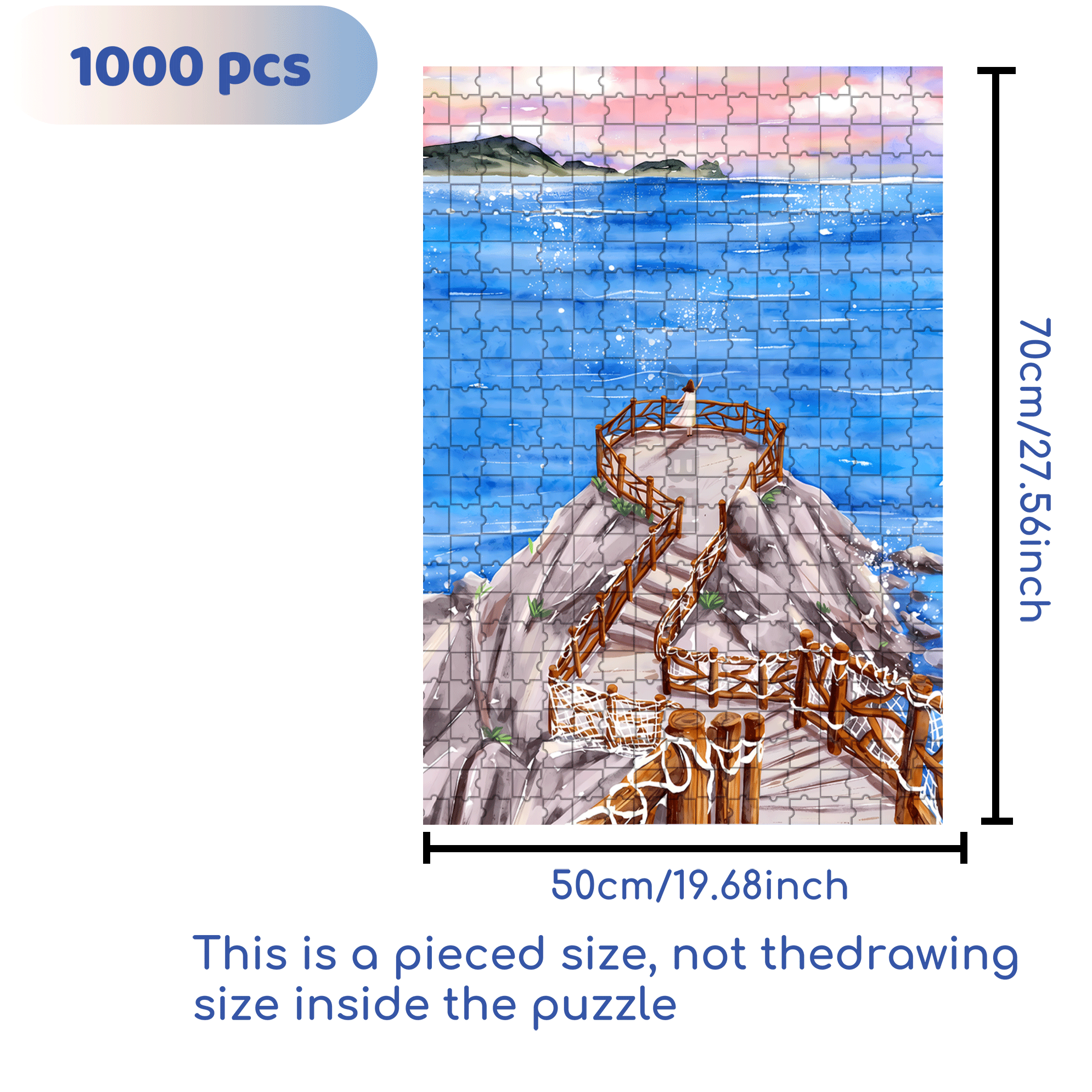Go To See The Sea 2 500pcs/1000pcs Jigsaw Puzzle, Scratch-Resistant, Interactive Family Game & Brain-Boosting DIY Decor, Perfect for Halloween, Christmas & New Year Gifts, Family Puzzle Game