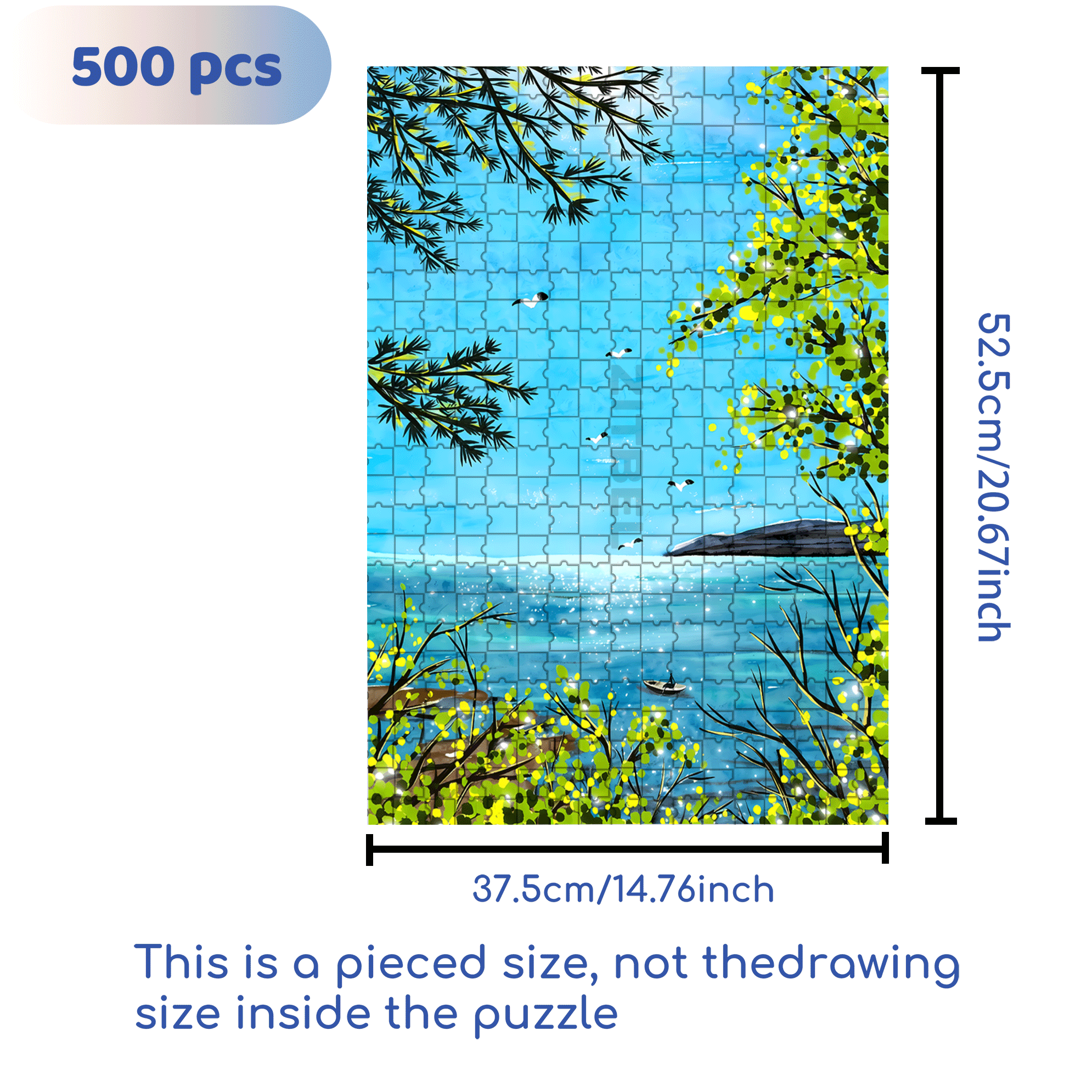 Go To See The Sea 500pcs/1000pcs Jigsaw Puzzle, Scratch-Resistant, Interactive Family Game & Brain-Boosting DIY Decor, Perfect for Halloween, Christmas & New Year Gifts, Family Puzzle Game