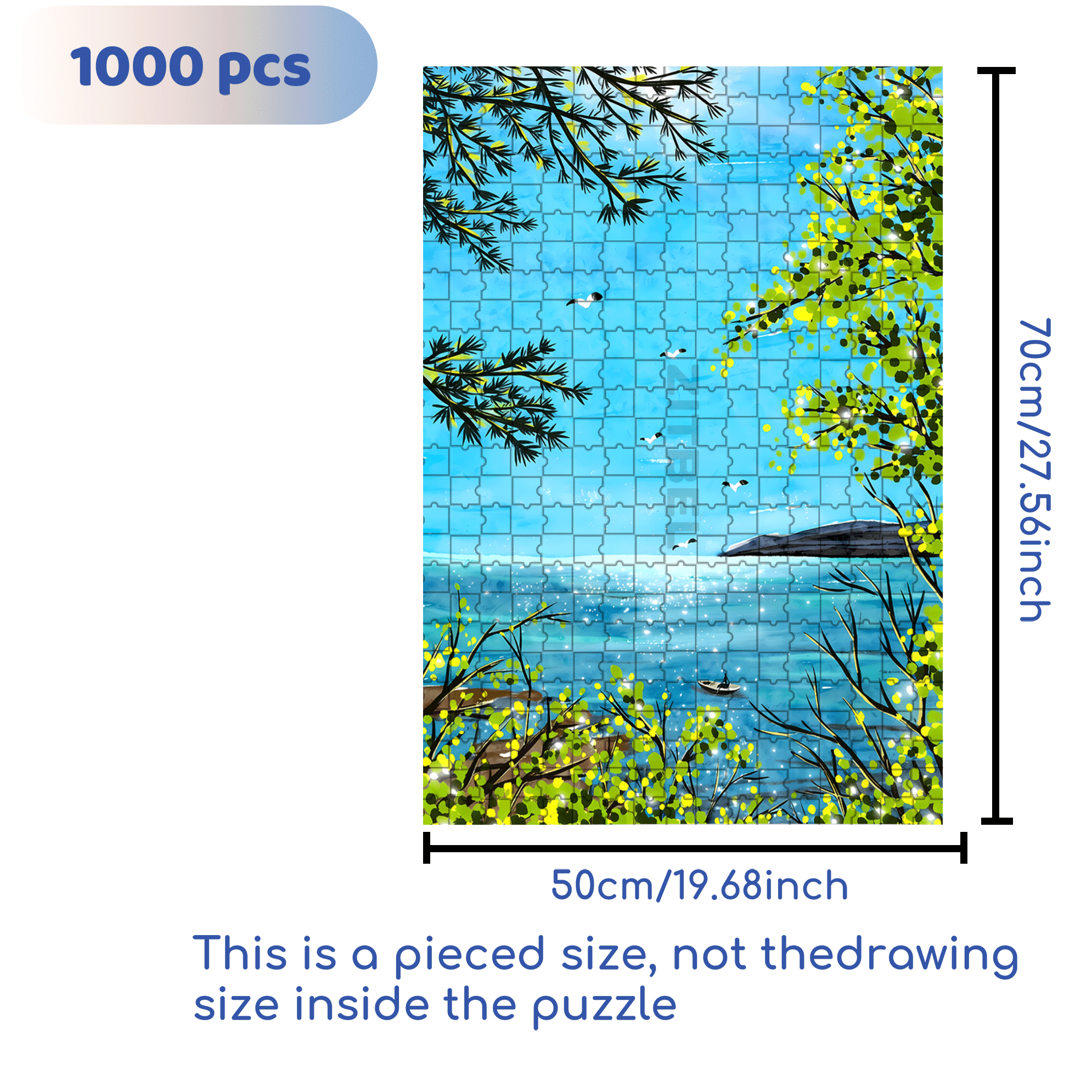 Go To See The Sea 500pcs/1000pcs Jigsaw Puzzle, Scratch-Resistant, Interactive Family Game & Brain-Boosting DIY Decor, Perfect for Halloween, Christmas & New Year Gifts, Family Puzzle Game