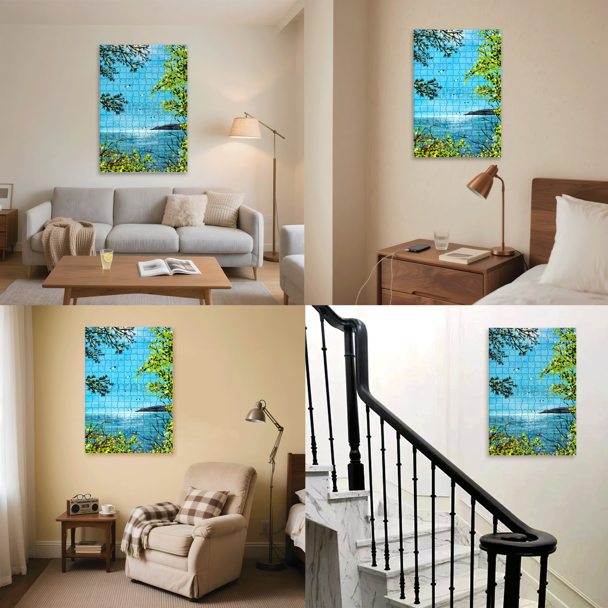 Go To See The Sea 500pcs/1000pcs Jigsaw Puzzle, Scratch-Resistant, Interactive Family Game & Brain-Boosting DIY Decor, Perfect for Halloween, Christmas & New Year Gifts, Family Puzzle Game