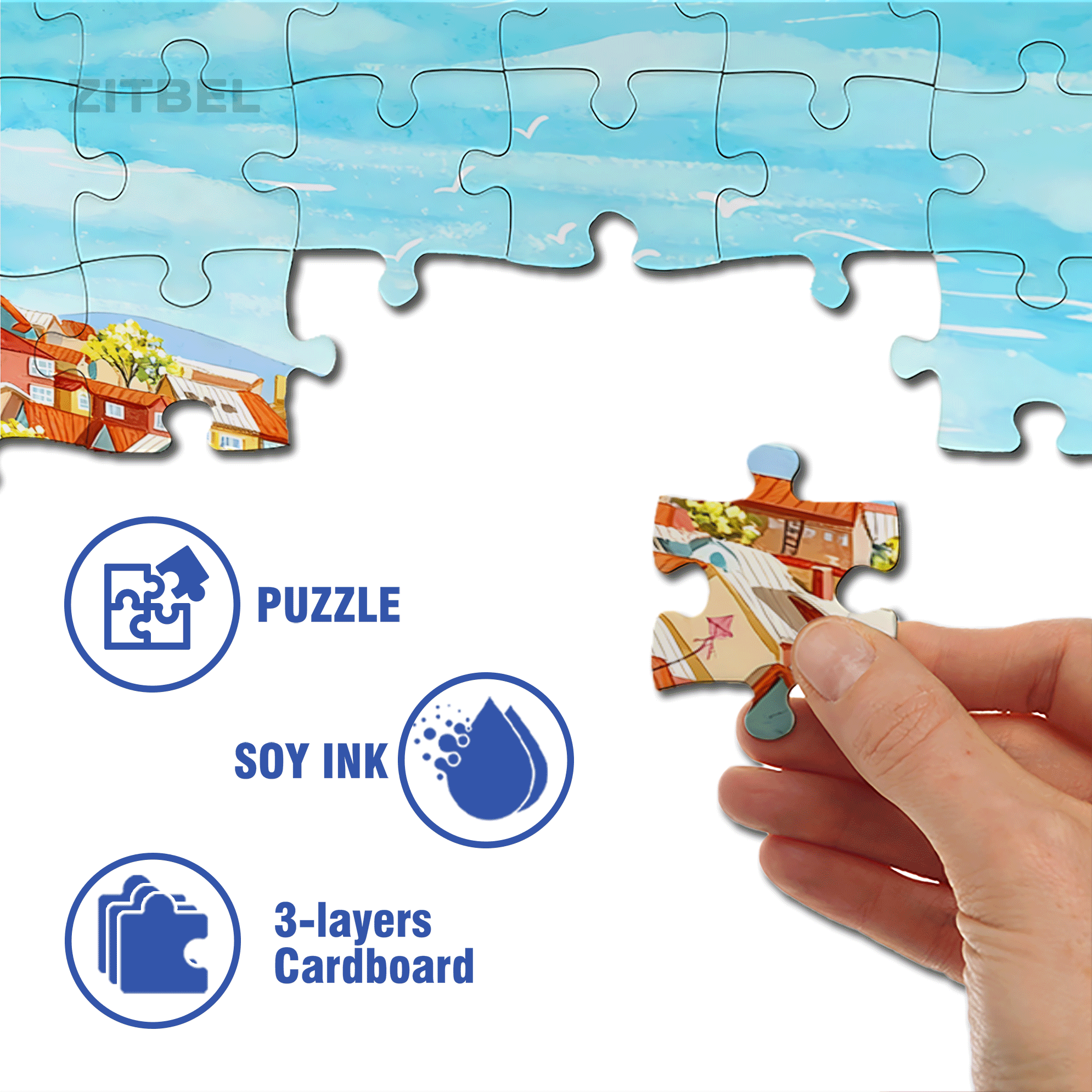 Good morning, Small Town 500pcs/1000pcs Jigsaw Puzzle, Scratch-Resistant, Interactive Family Game & Brain-Boosting DIY Decor, Perfect for Halloween, Christmas & New Year Gifts, Family Puzzle Game