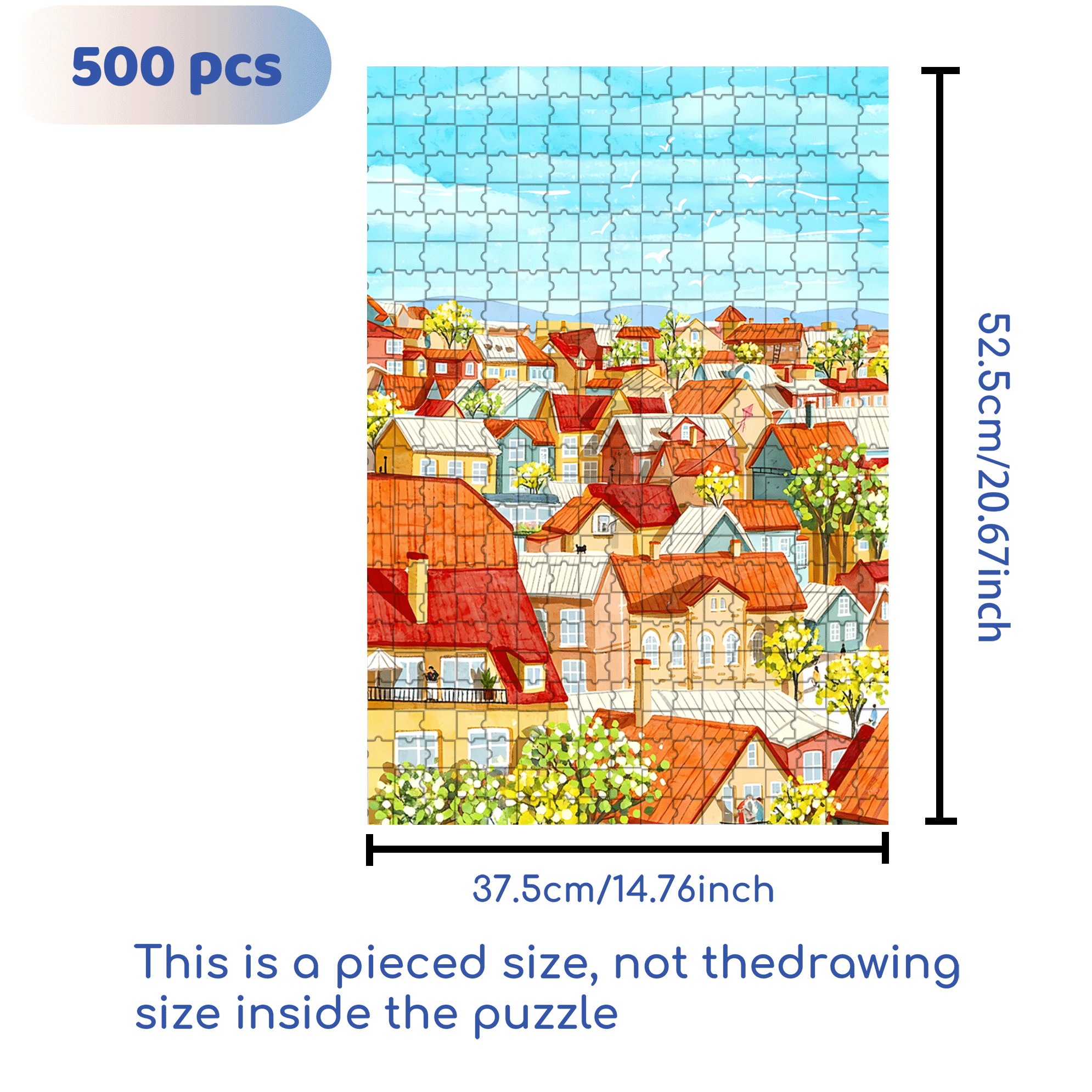 Good morning, Small Town 500pcs/1000pcs Jigsaw Puzzle, Scratch-Resistant, Interactive Family Game & Brain-Boosting DIY Decor, Perfect for Halloween, Christmas & New Year Gifts, Family Puzzle Game