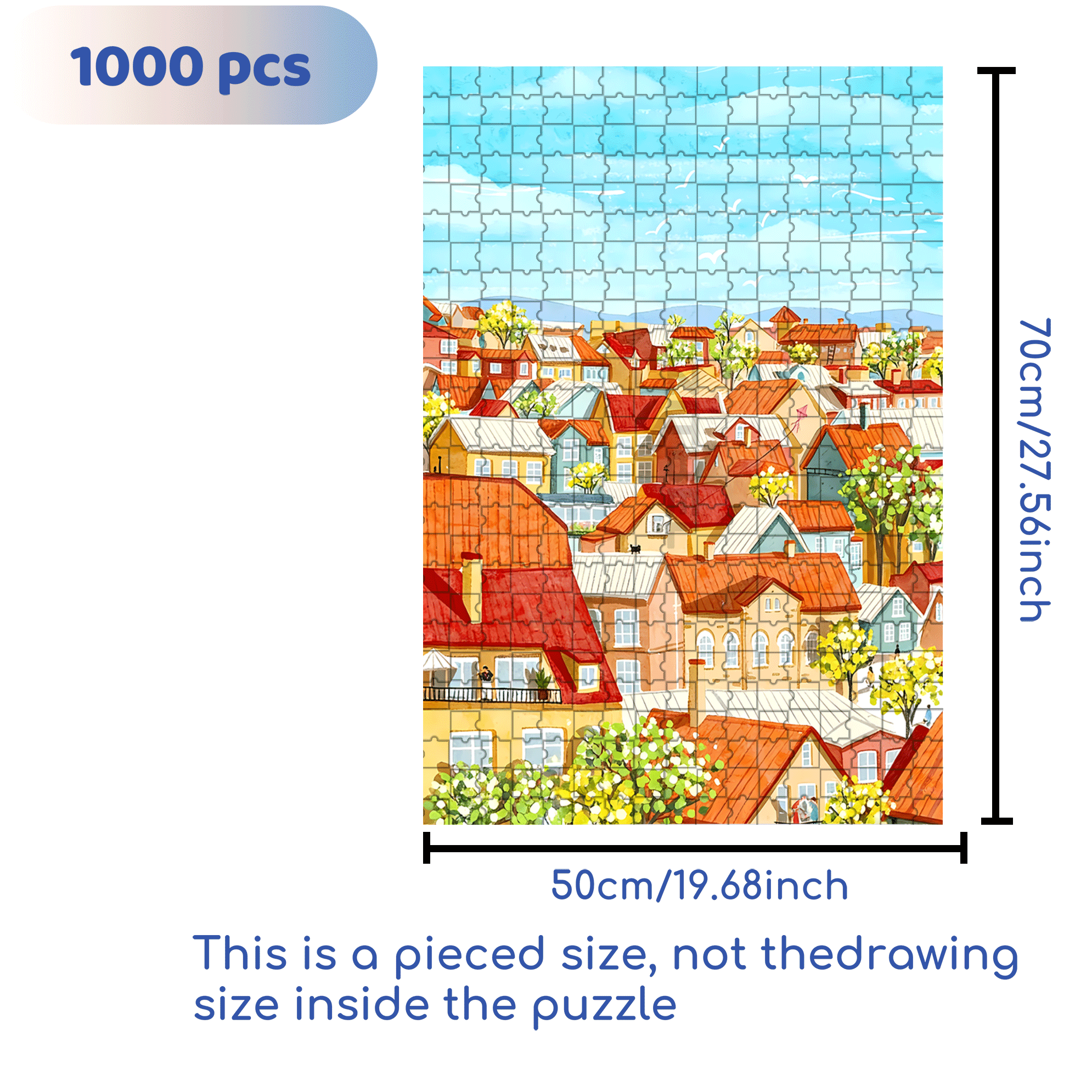 Good morning, Small Town 500pcs/1000pcs Jigsaw Puzzle, Scratch-Resistant, Interactive Family Game & Brain-Boosting DIY Decor, Perfect for Halloween, Christmas & New Year Gifts, Family Puzzle Game