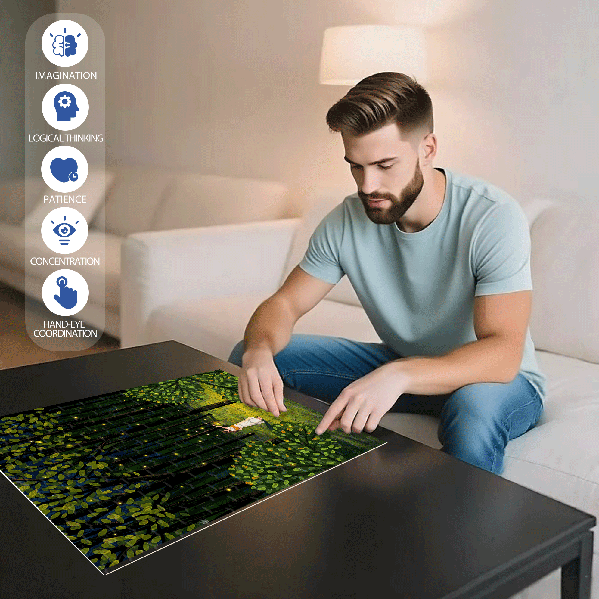 Goodbye Firefly 500pcs/1000pcs Jigsaw Puzzle, Scratch-Resistant, Interactive Family Game & Brain-Boosting DIY Decor, Perfect for Halloween, Christmas & New Year Gifts, Family Puzzle Game