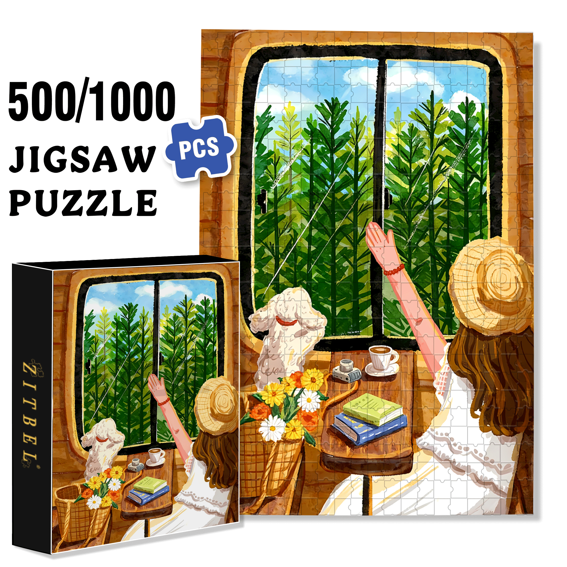 Hi 500pcs/1000pcs Jigsaw Puzzle, Scratch-Resistant, Interactive Family Game & Brain-Boosting DIY Decor, Perfect for Halloween, Christmas & New Year Gifts, Family Puzzle Game