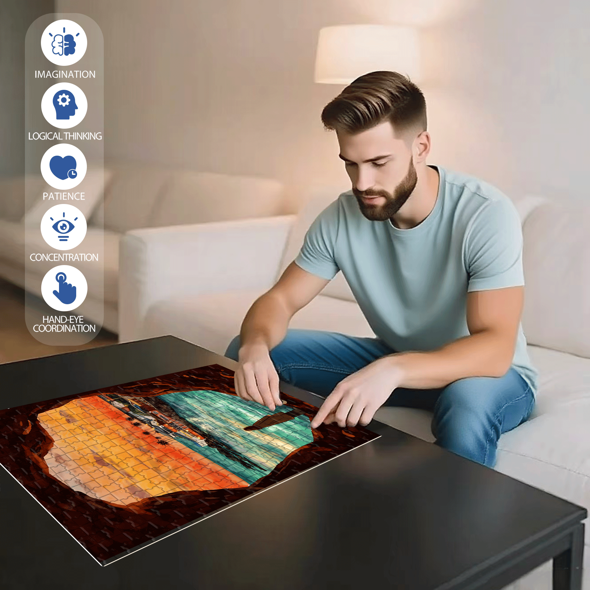 Hidden But Beautiful Spot 500pcs/1000pcs Jigsaw Puzzle, Scratch-Resistant, Interactive Family Game & Brain-Boosting DIY Decor, Perfect for Halloween, Christmas & New Year Gifts, Family Puzzle Game