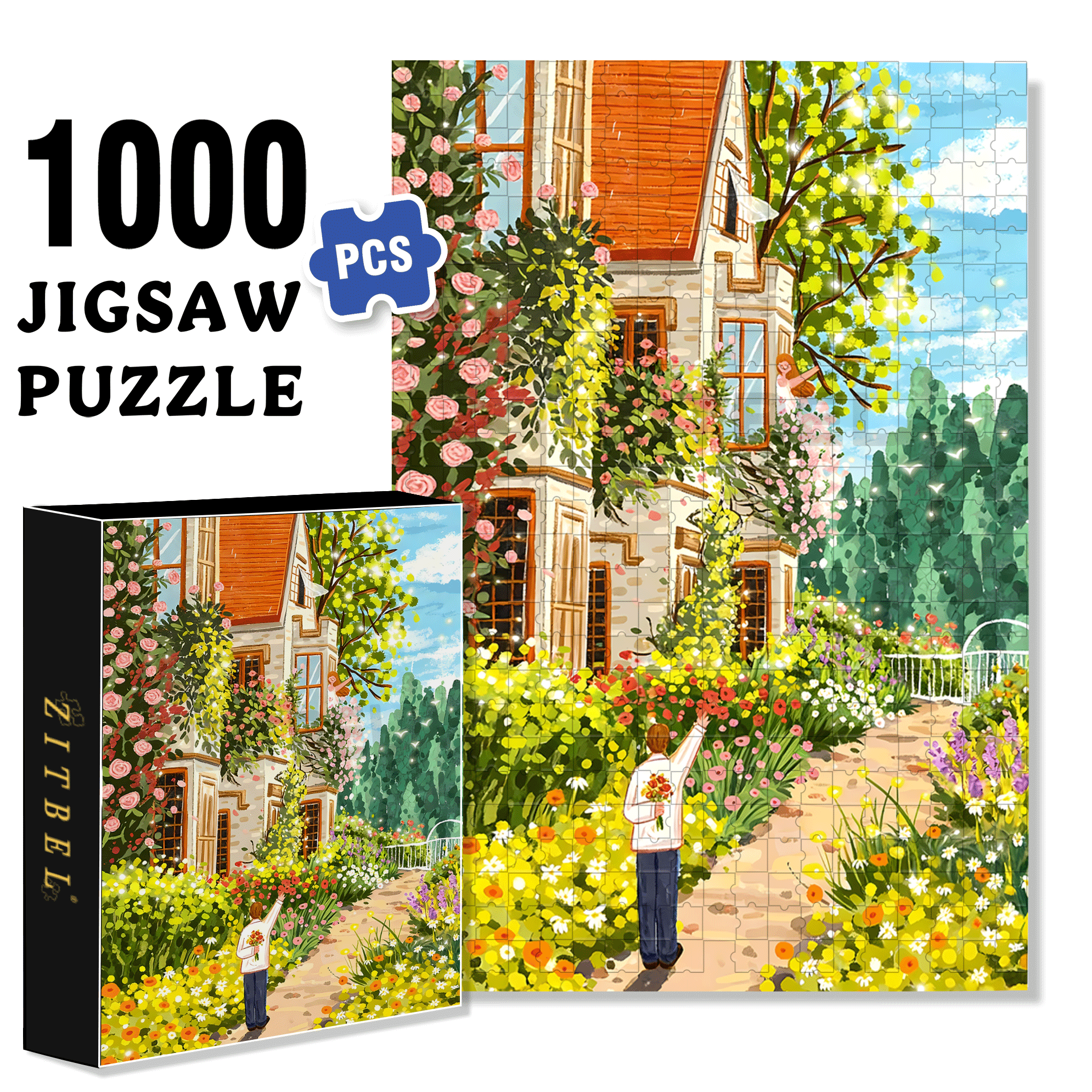 Honey 500pcs/1000pcs Jigsaw Puzzle, Scratch-Resistant, Interactive Family Game & Brain-Boosting DIY Decor, Perfect for Halloween, Christmas & New Year Gifts, Family Puzzle Game