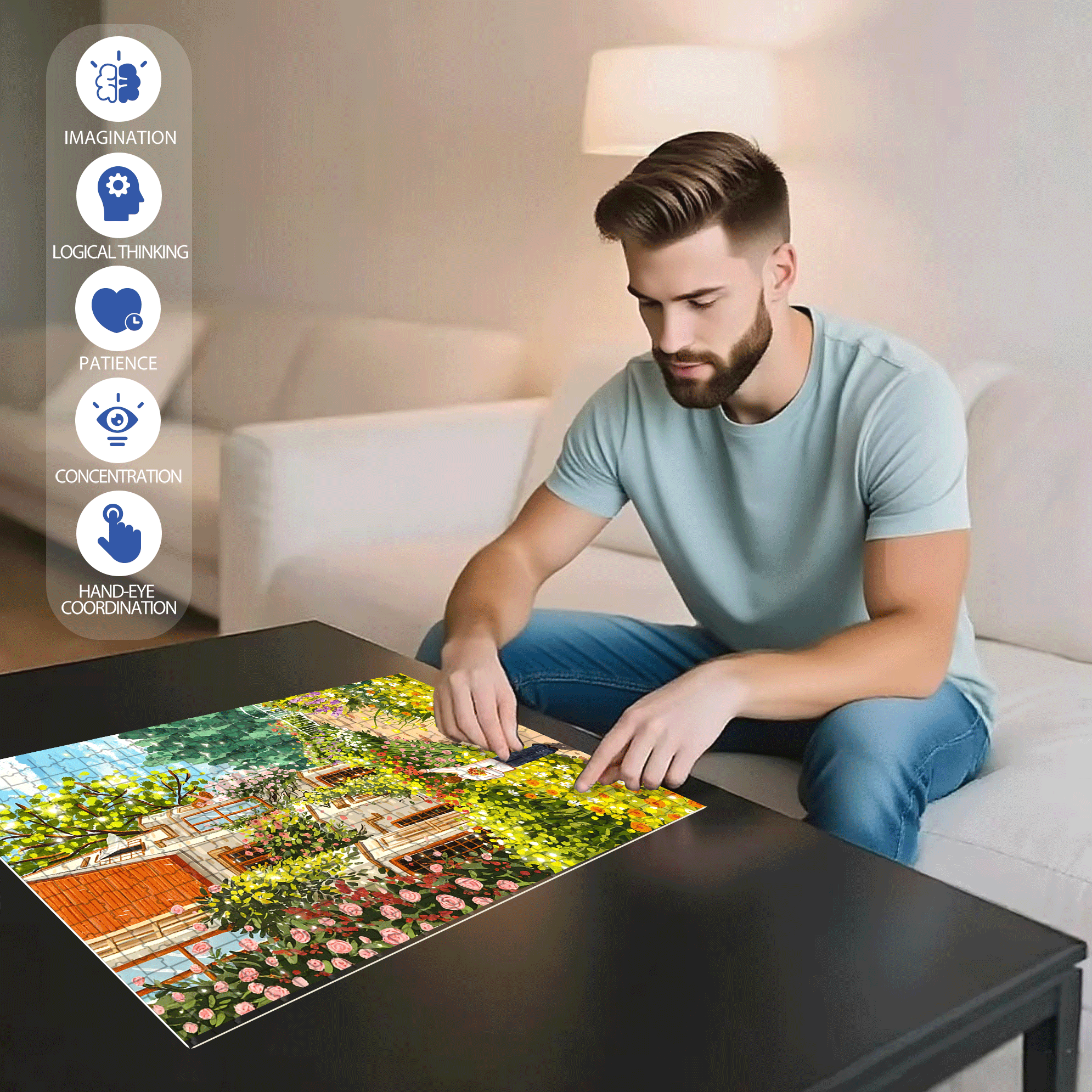 Honey 500pcs/1000pcs Jigsaw Puzzle, Scratch-Resistant, Interactive Family Game & Brain-Boosting DIY Decor, Perfect for Halloween, Christmas & New Year Gifts, Family Puzzle Game