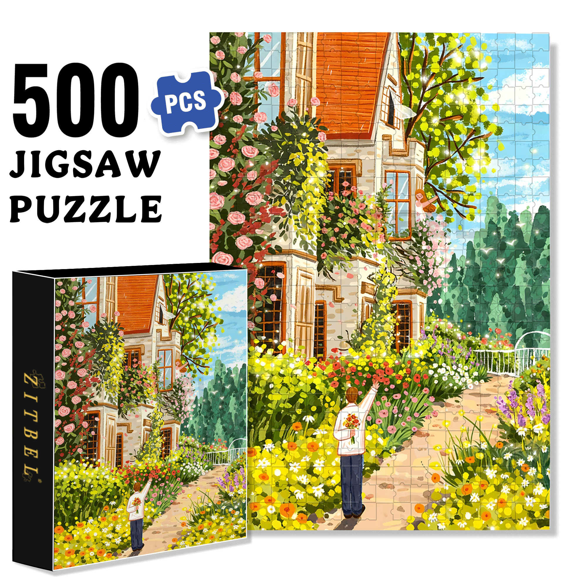 Honey 500pcs/1000pcs Jigsaw Puzzle, Scratch-Resistant, Interactive Family Game & Brain-Boosting DIY Decor, Perfect for Halloween, Christmas & New Year Gifts, Family Puzzle Game
