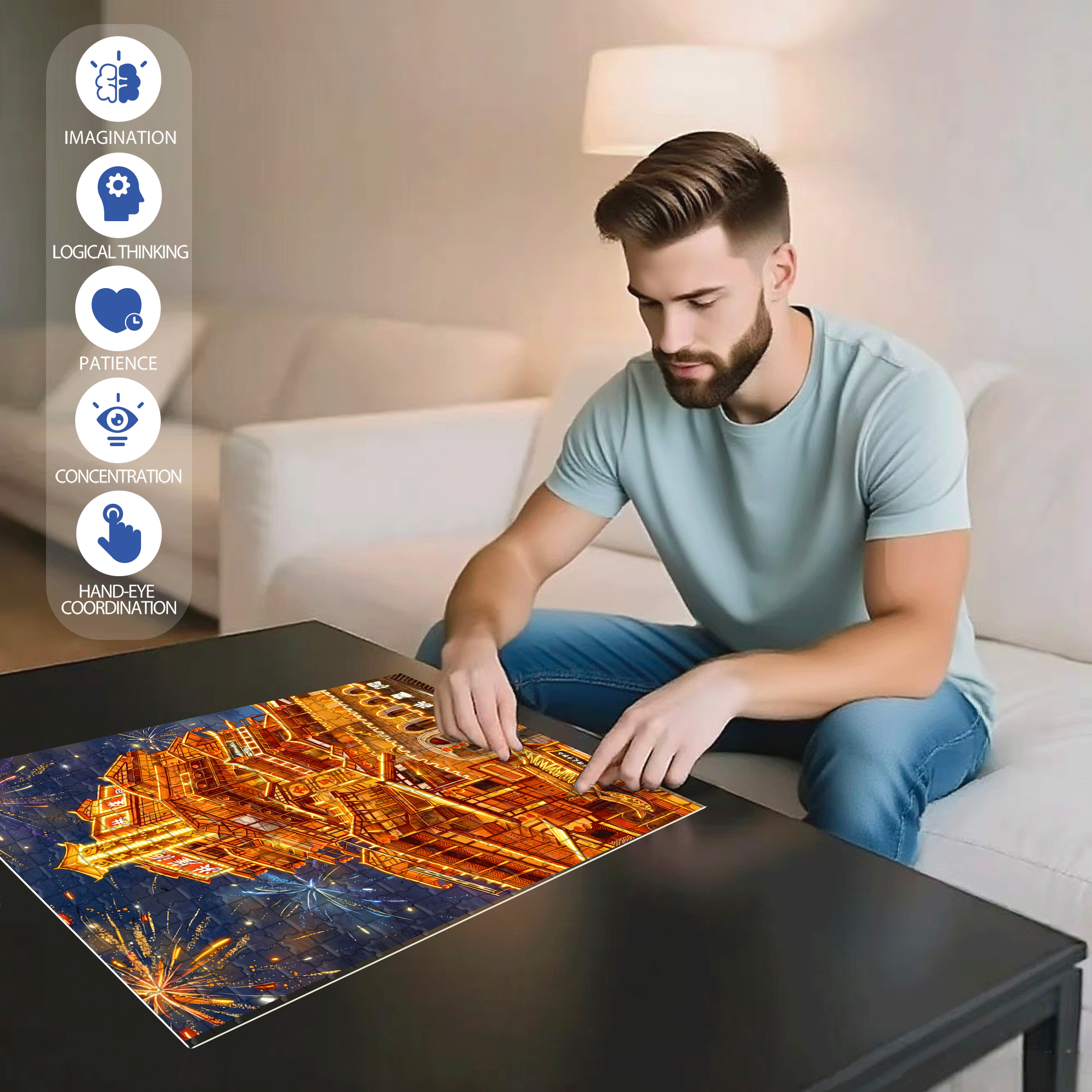 Hongyadong 500pcs/1000pcs Jigsaw Puzzle, Scratch-Resistant, Interactive Family Game & Brain-Boosting DIY Decor, Perfect for Halloween, Christmas & New Year Gifts, Family Puzzle Game