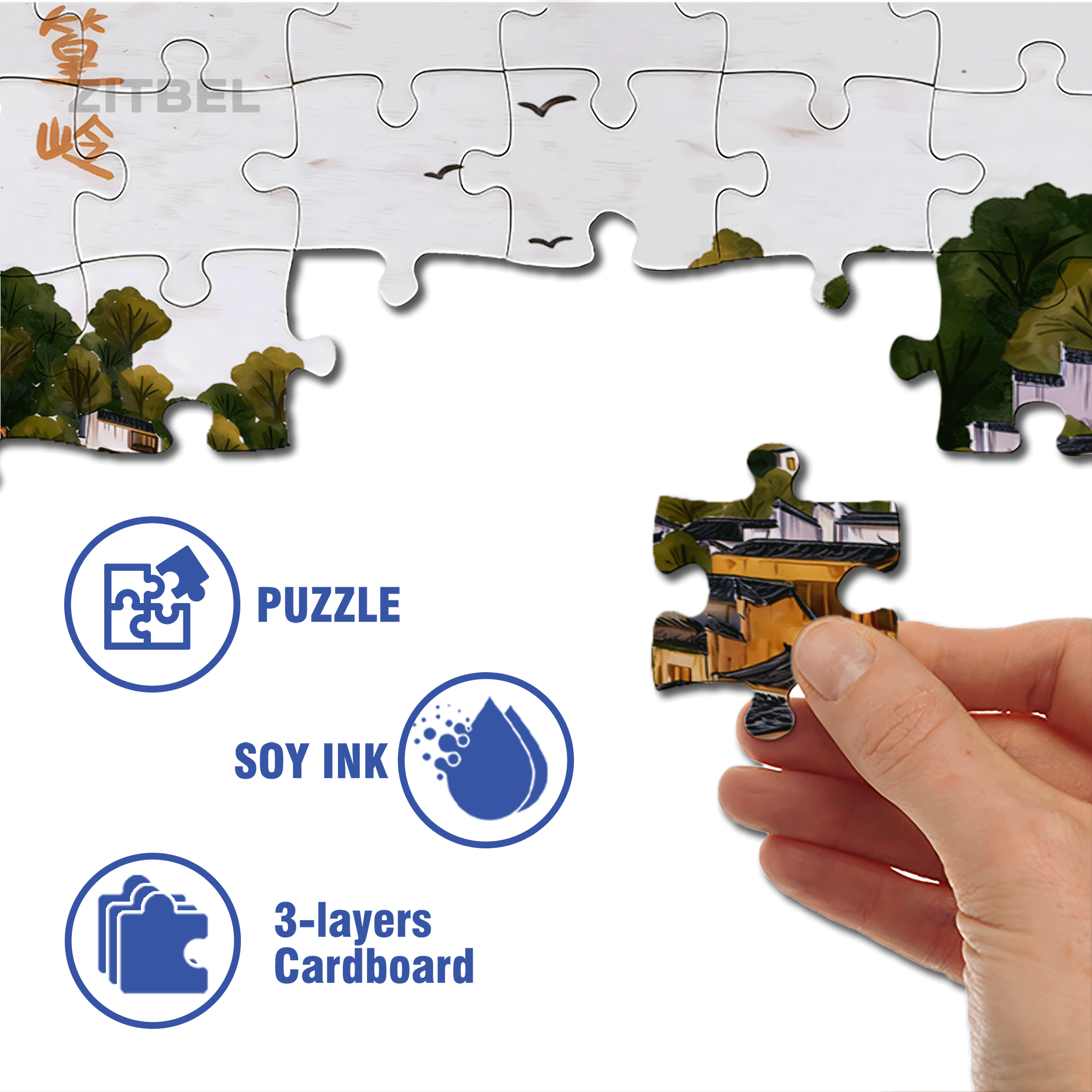 Huang Ling 500pcs/1000pcs Jigsaw Puzzle, Scratch-Resistant, Interactive Family Game & Brain-Boosting DIY Decor, Perfect for Halloween, Christmas & New Year Gifts, Family Puzzle Game