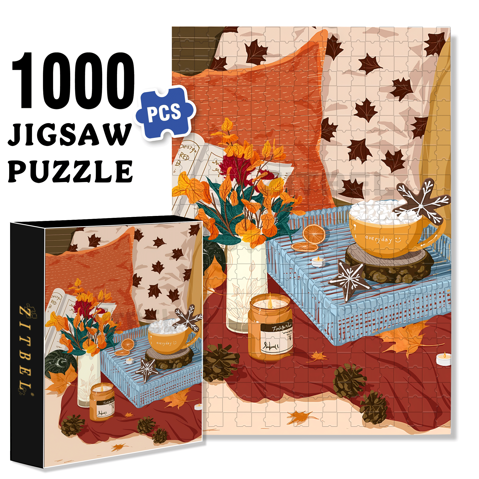 I Drink Coffee Every Day 500pcs/1000pcs Jigsaw Puzzle, Scratch-Resistant, Interactive Family Game & Brain-Boosting DIY Decor, Perfect for Halloween, Christmas & New Year Gifts, Family Puzzle Game