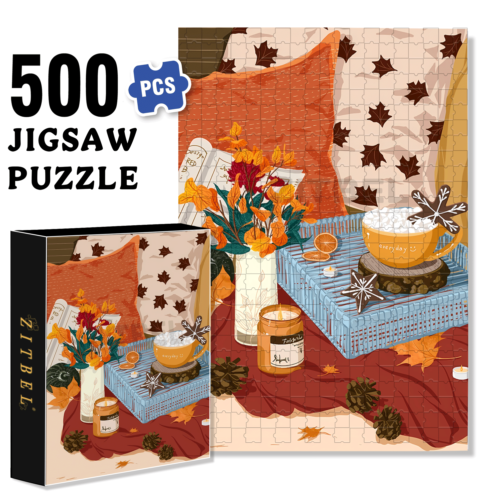 I Drink Coffee Every Day 500pcs/1000pcs Jigsaw Puzzle, Scratch-Resistant, Interactive Family Game & Brain-Boosting DIY Decor, Perfect for Halloween, Christmas & New Year Gifts, Family Puzzle Game