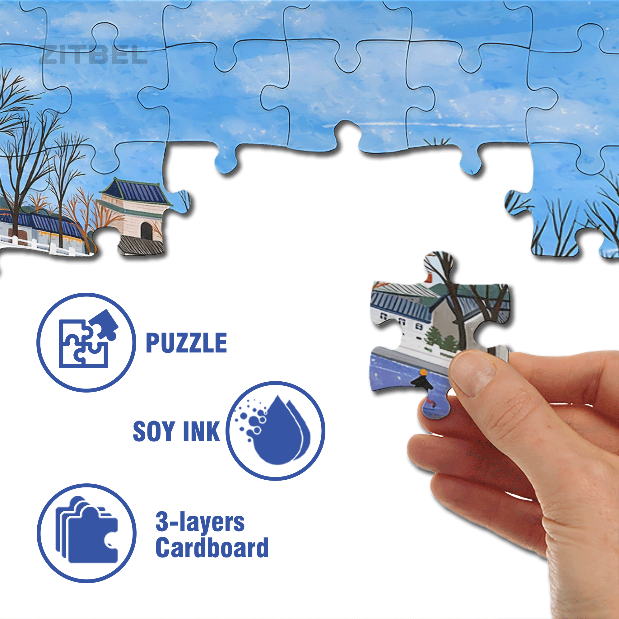 Ice Sports 500pcs/1000pcs Jigsaw Puzzle, Scratch-Resistant, Interactive Family Game & Brain-Boosting DIY Decor, Perfect for Halloween, Christmas & New Year Gifts, Family Puzzle Game