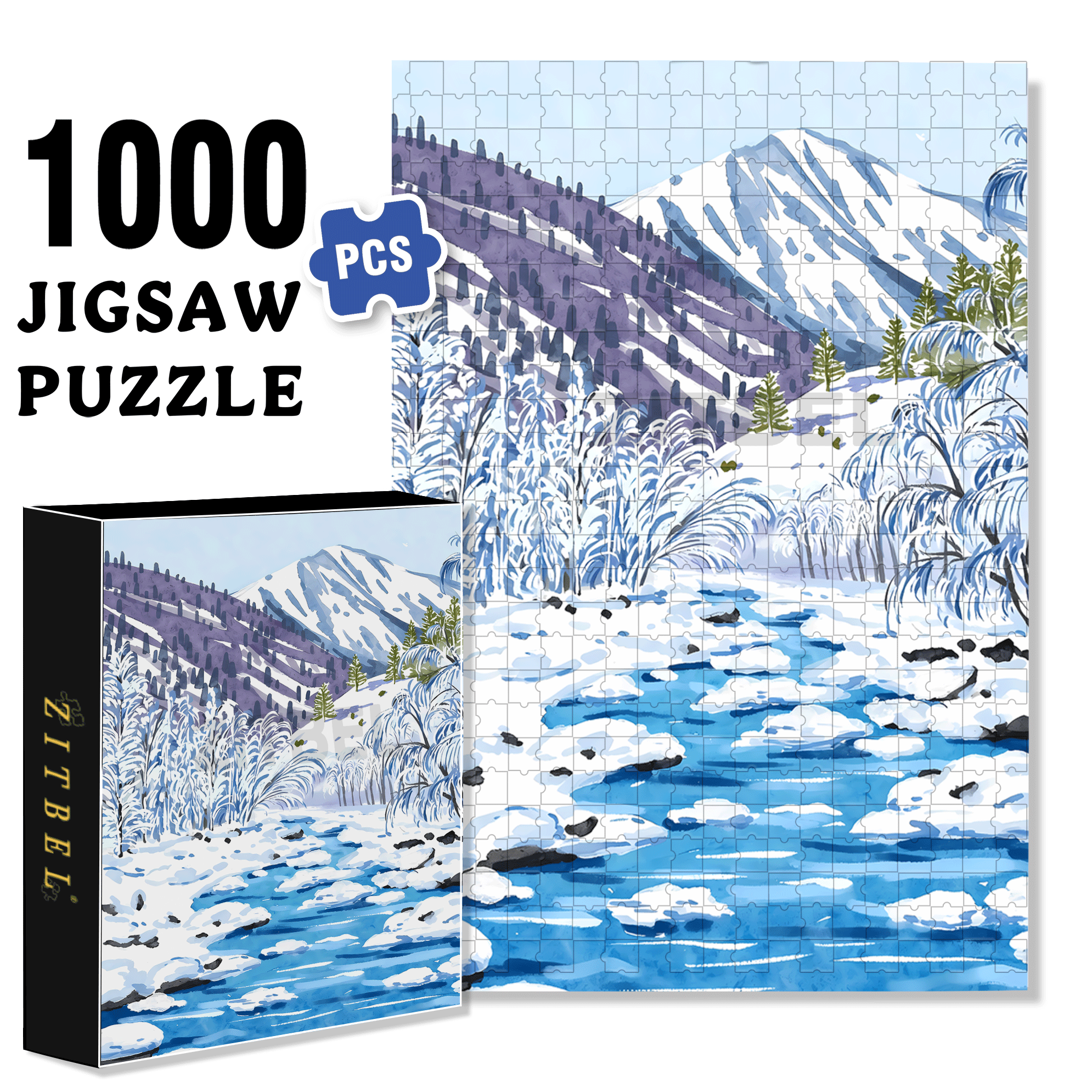 Iceberg Snow Water 500pcs/1000pcs Jigsaw Puzzle, Scratch-Resistant, Interactive Family Game & Brain-Boosting DIY Decor, Perfect for Halloween, Christmas & New Year Gifts, Family Puzzle Game