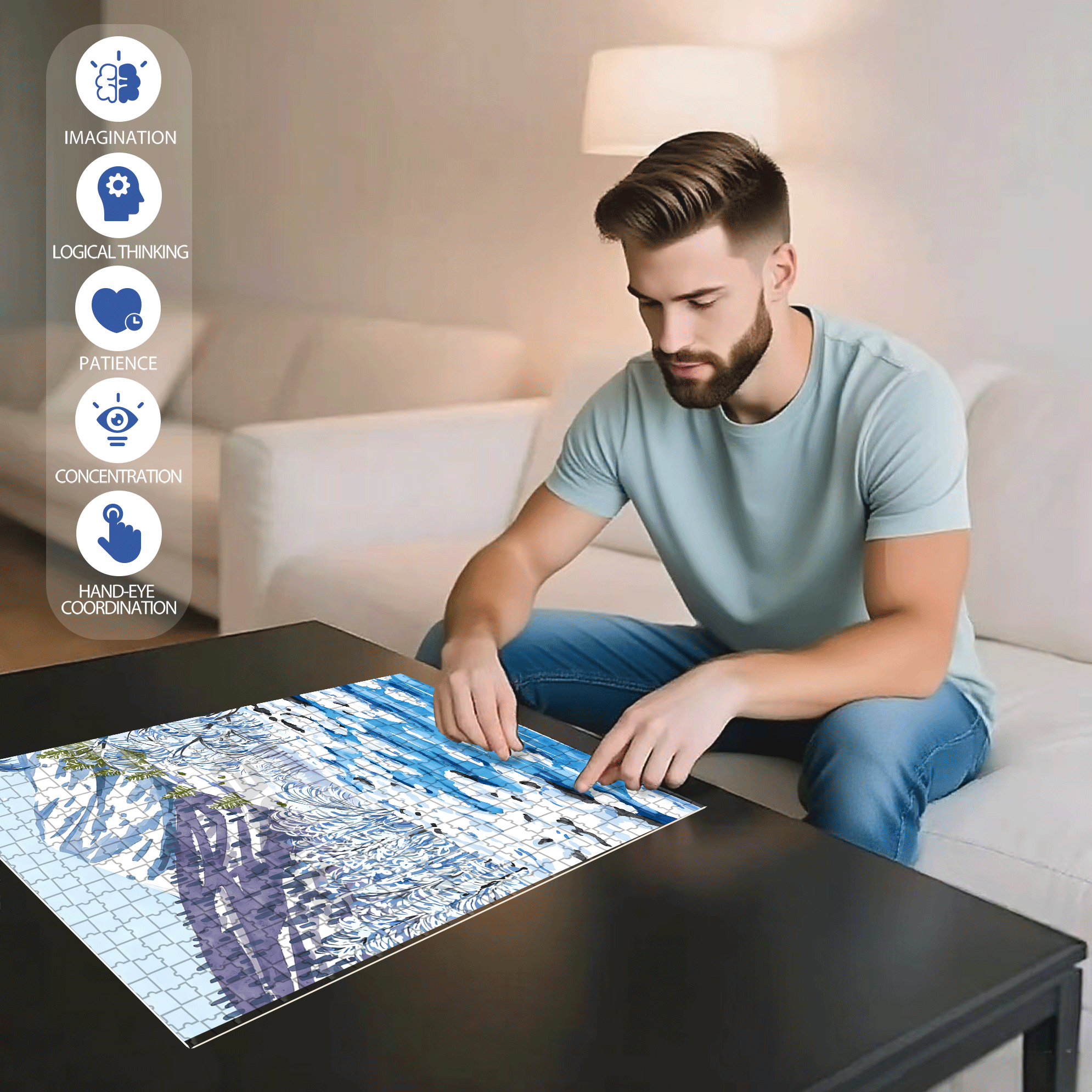 Iceberg Snow Water 500pcs/1000pcs Jigsaw Puzzle, Scratch-Resistant, Interactive Family Game & Brain-Boosting DIY Decor, Perfect for Halloween, Christmas & New Year Gifts, Family Puzzle Game