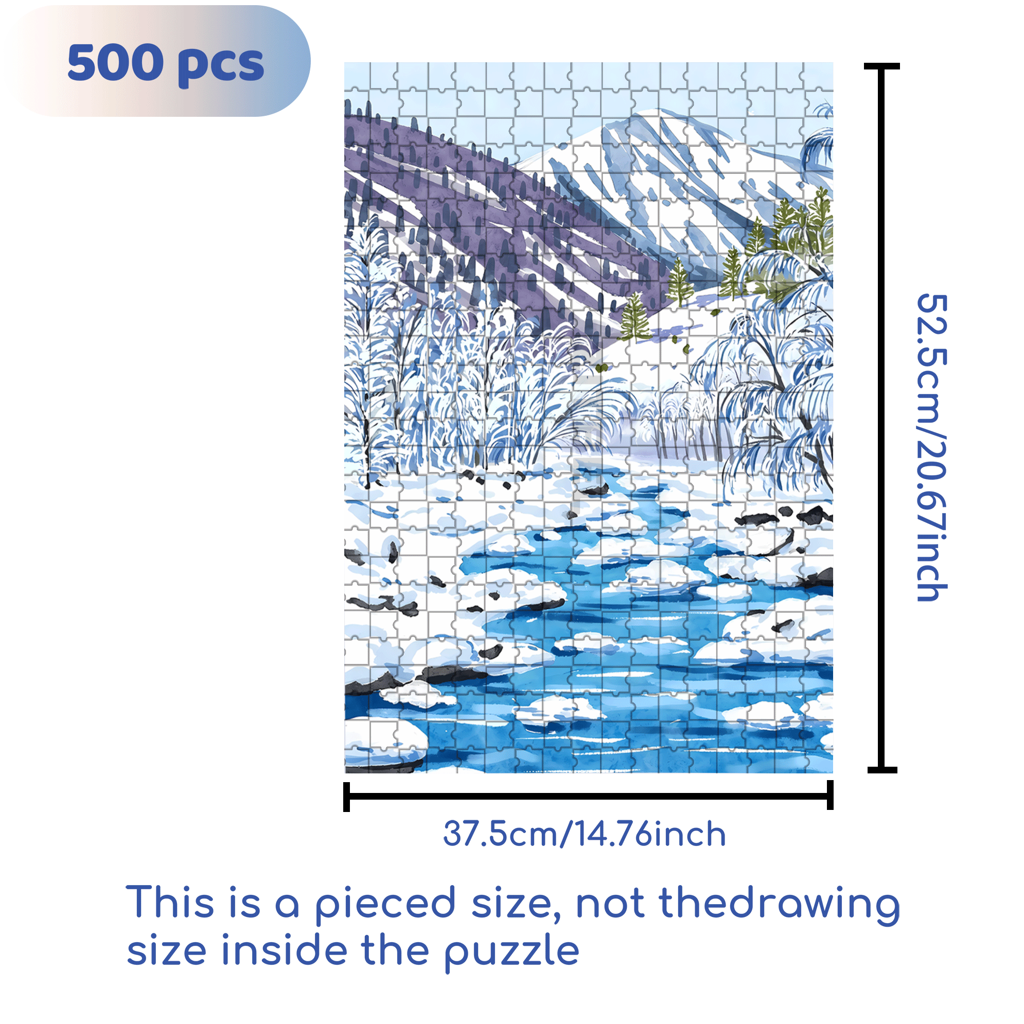 Iceberg Snow Water 500pcs/1000pcs Jigsaw Puzzle, Scratch-Resistant, Interactive Family Game & Brain-Boosting DIY Decor, Perfect for Halloween, Christmas & New Year Gifts, Family Puzzle Game
