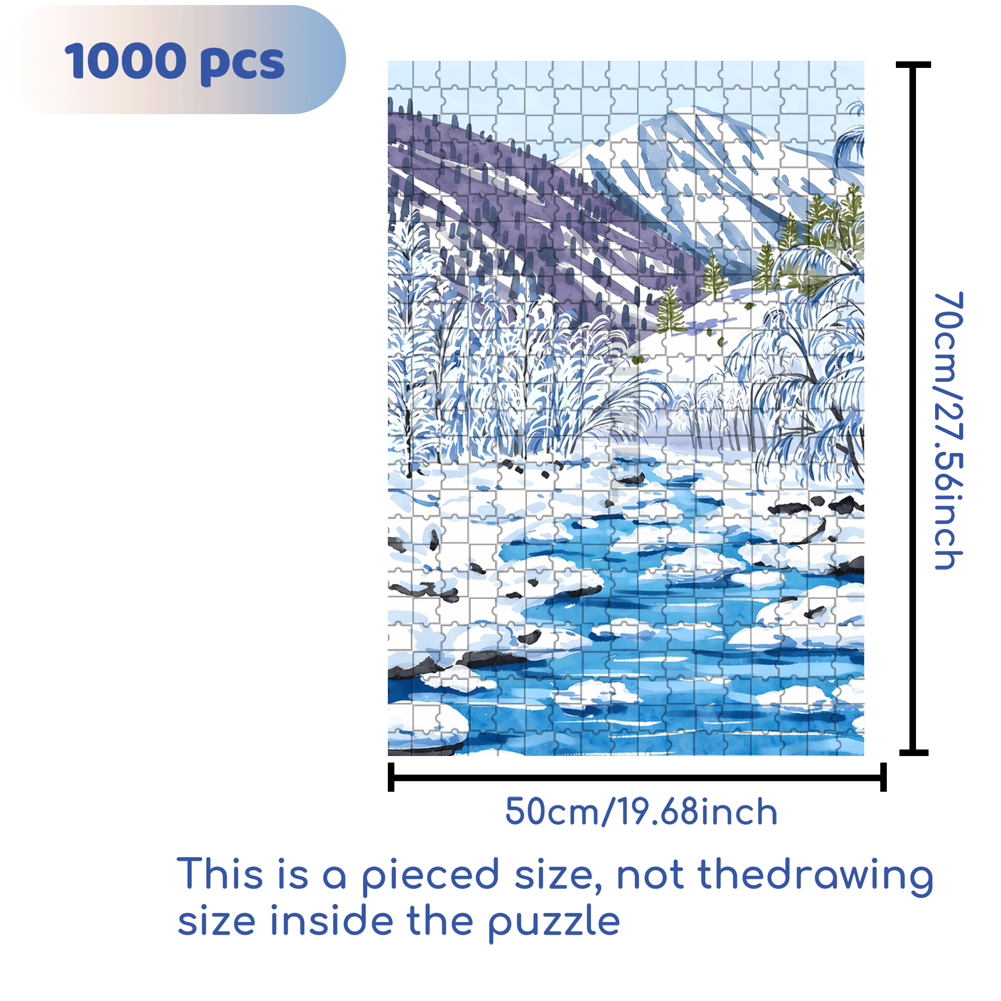 Iceberg Snow Water 500pcs/1000pcs Jigsaw Puzzle, Scratch-Resistant, Interactive Family Game & Brain-Boosting DIY Decor, Perfect for Halloween, Christmas & New Year Gifts, Family Puzzle Game