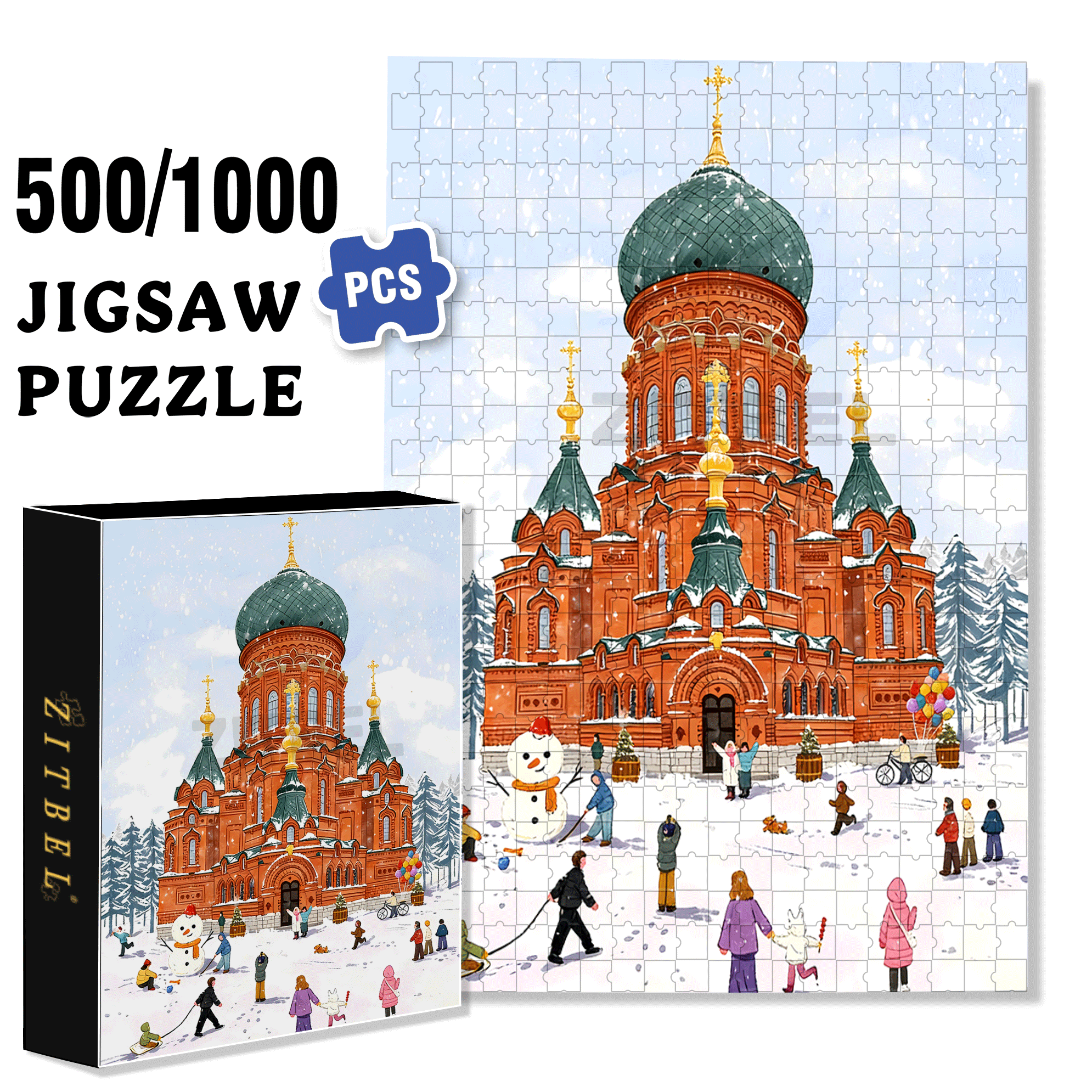 In Moscow 500pcs/1000pcs Jigsaw Puzzle, Scratch-Resistant, Interactive Family Game & Brain-Boosting DIY Decor, Perfect for Halloween, Christmas & New Year Gifts, Family Puzzle Game