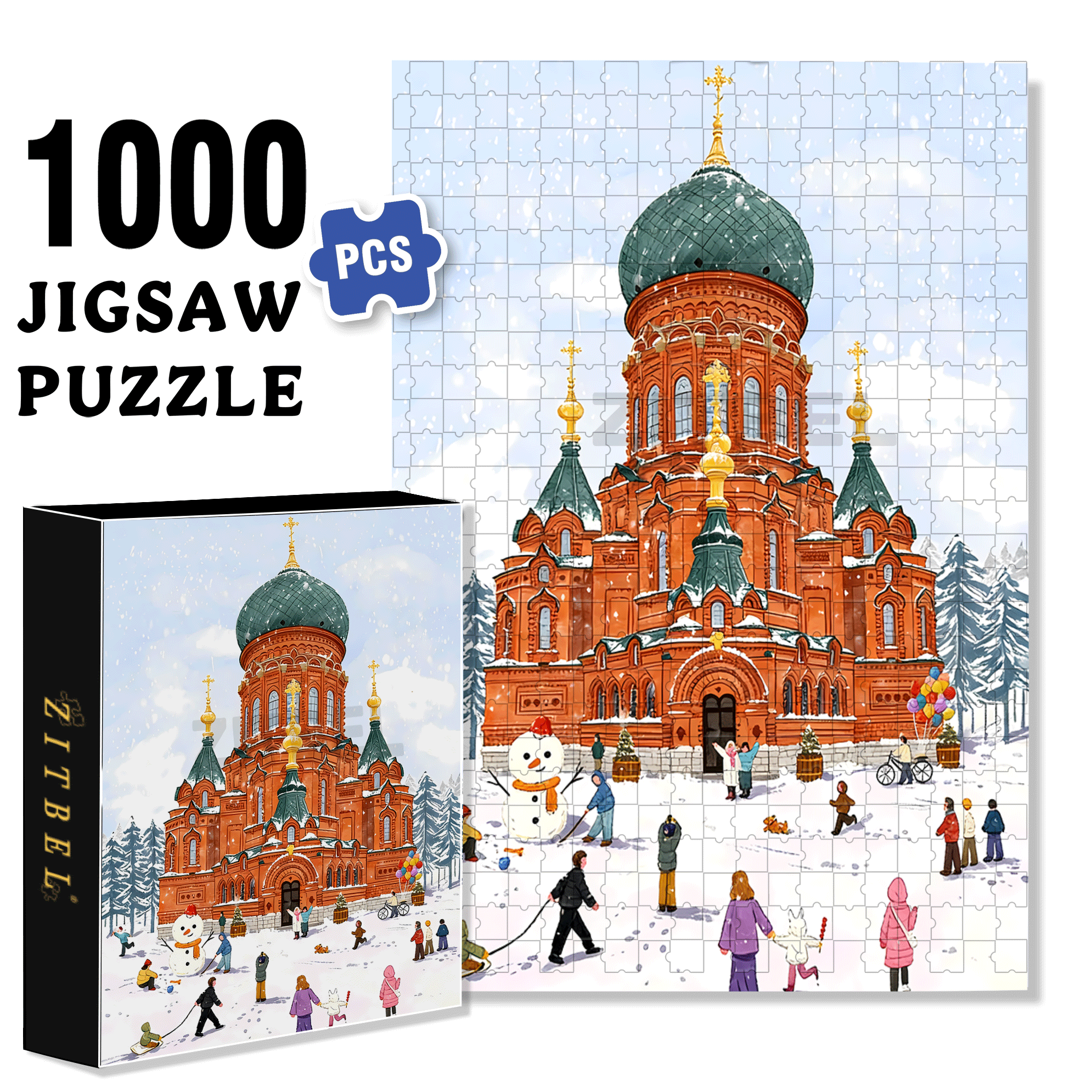 In Moscow 500pcs/1000pcs Jigsaw Puzzle, Scratch-Resistant, Interactive Family Game & Brain-Boosting DIY Decor, Perfect for Halloween, Christmas & New Year Gifts, Family Puzzle Game