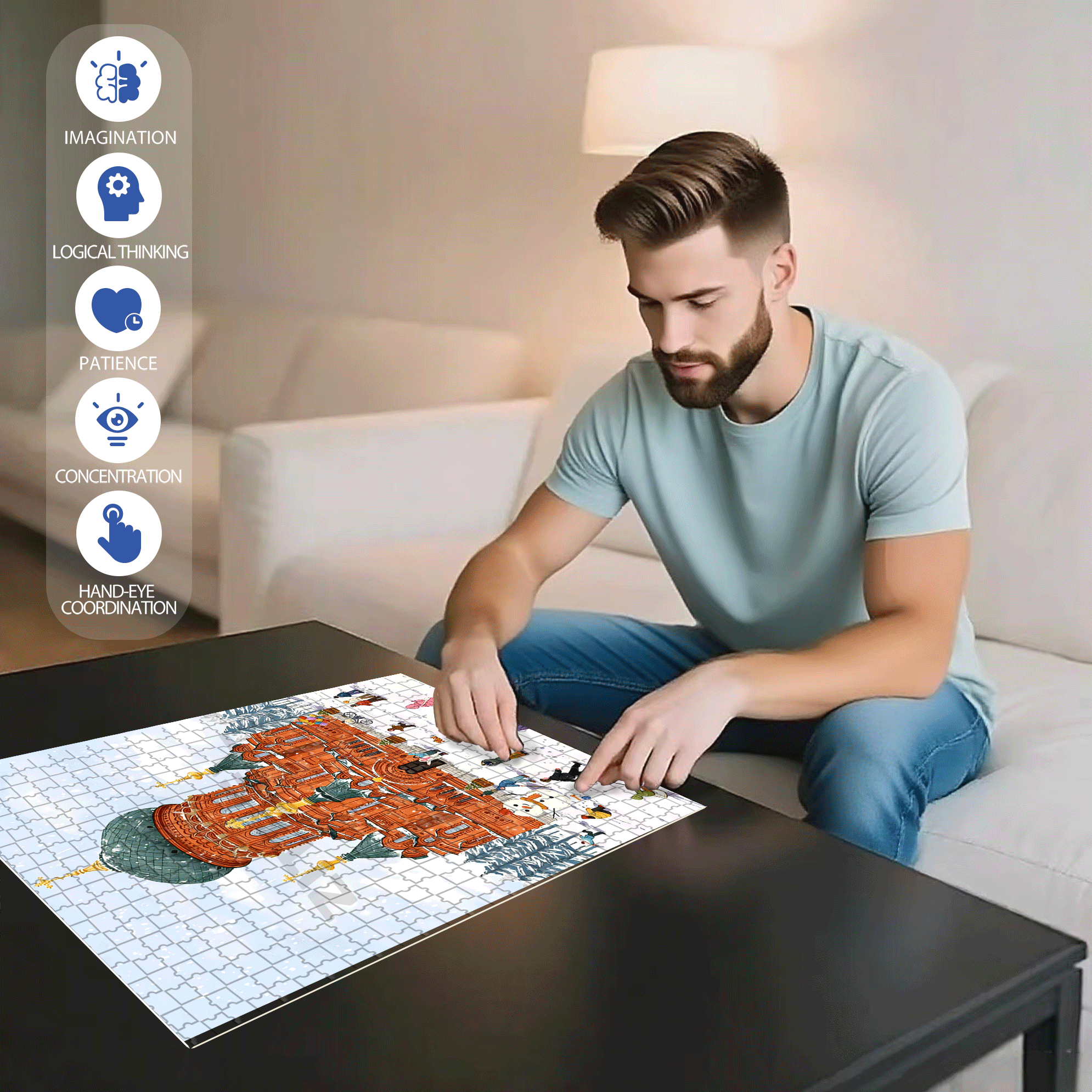 In Moscow 500pcs/1000pcs Jigsaw Puzzle, Scratch-Resistant, Interactive Family Game & Brain-Boosting DIY Decor, Perfect for Halloween, Christmas & New Year Gifts, Family Puzzle Game