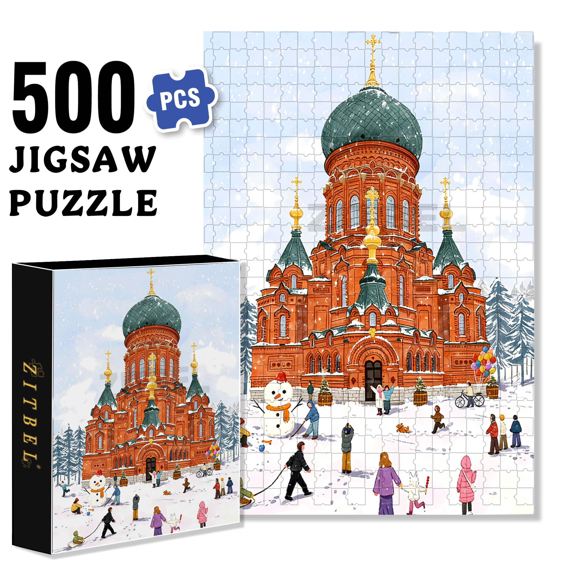 In Moscow 500pcs/1000pcs Jigsaw Puzzle, Scratch-Resistant, Interactive Family Game & Brain-Boosting DIY Decor, Perfect for Halloween, Christmas & New Year Gifts, Family Puzzle Game