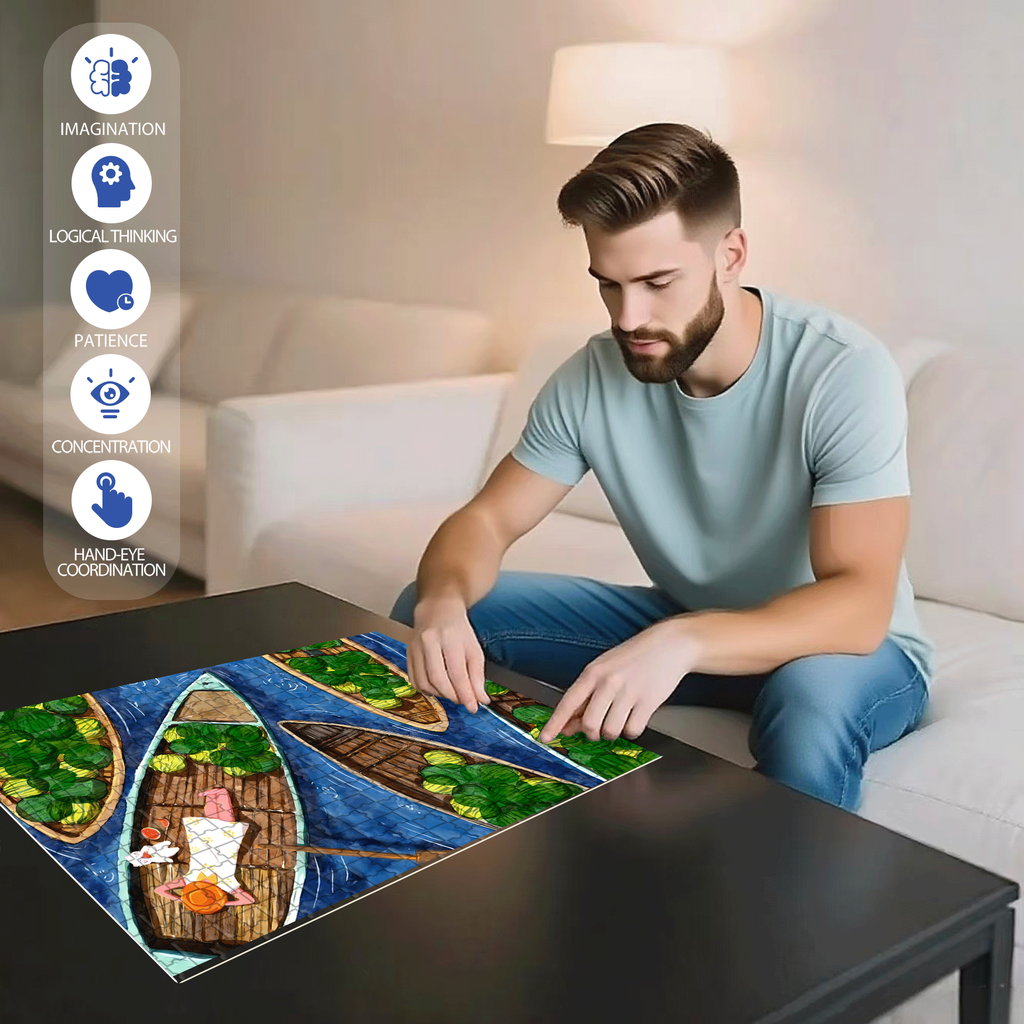 In Vietnam 500pcs/1000pcs Jigsaw Puzzle, Scratch-Resistant, Interactive Family Game & Brain-Boosting DIY Decor, Perfect for Halloween, Christmas & New Year Gifts, Family Puzzle Game