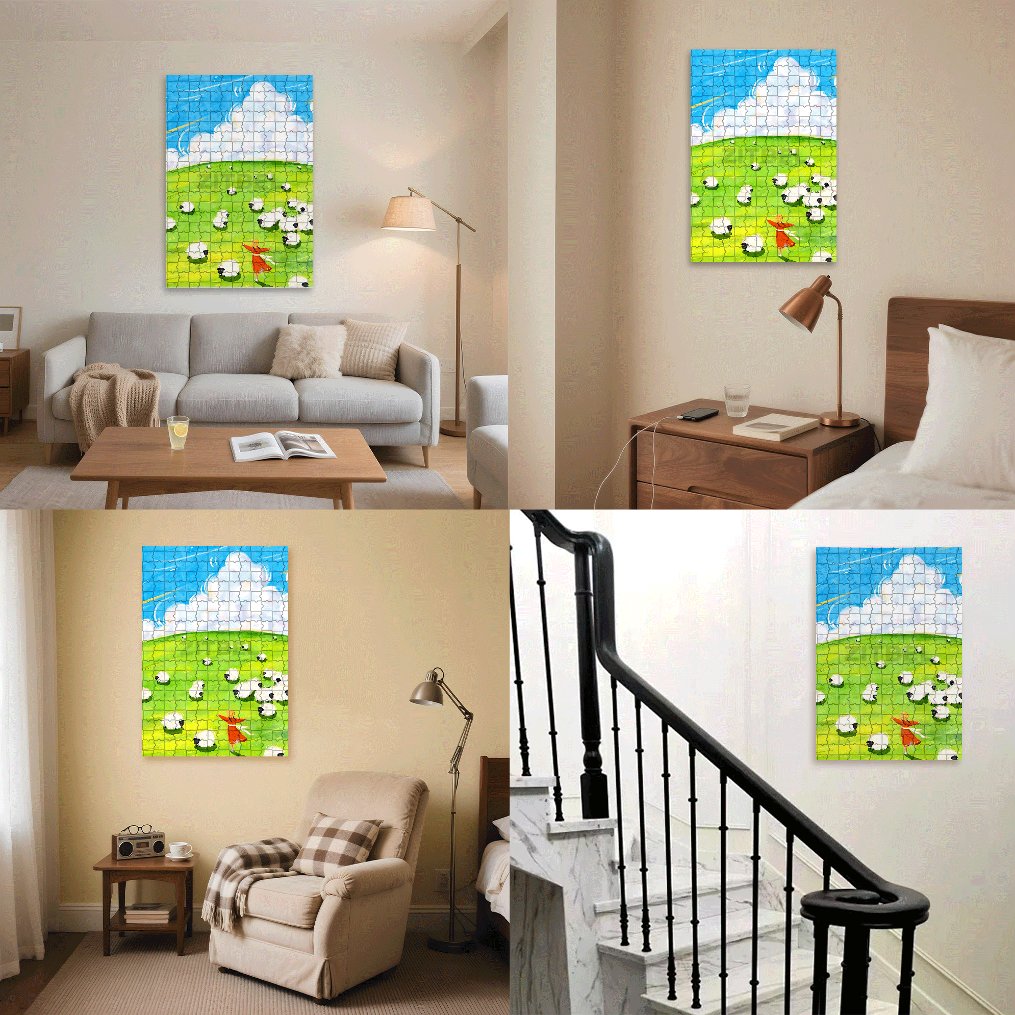 Joyful Running 2 500pcs/1000pcs Jigsaw Puzzle, Scratch-Resistant, Interactive Family Game & Brain-Boosting DIY Decor, Perfect for Halloween, Christmas & New Year Gifts, Family Puzzle Game