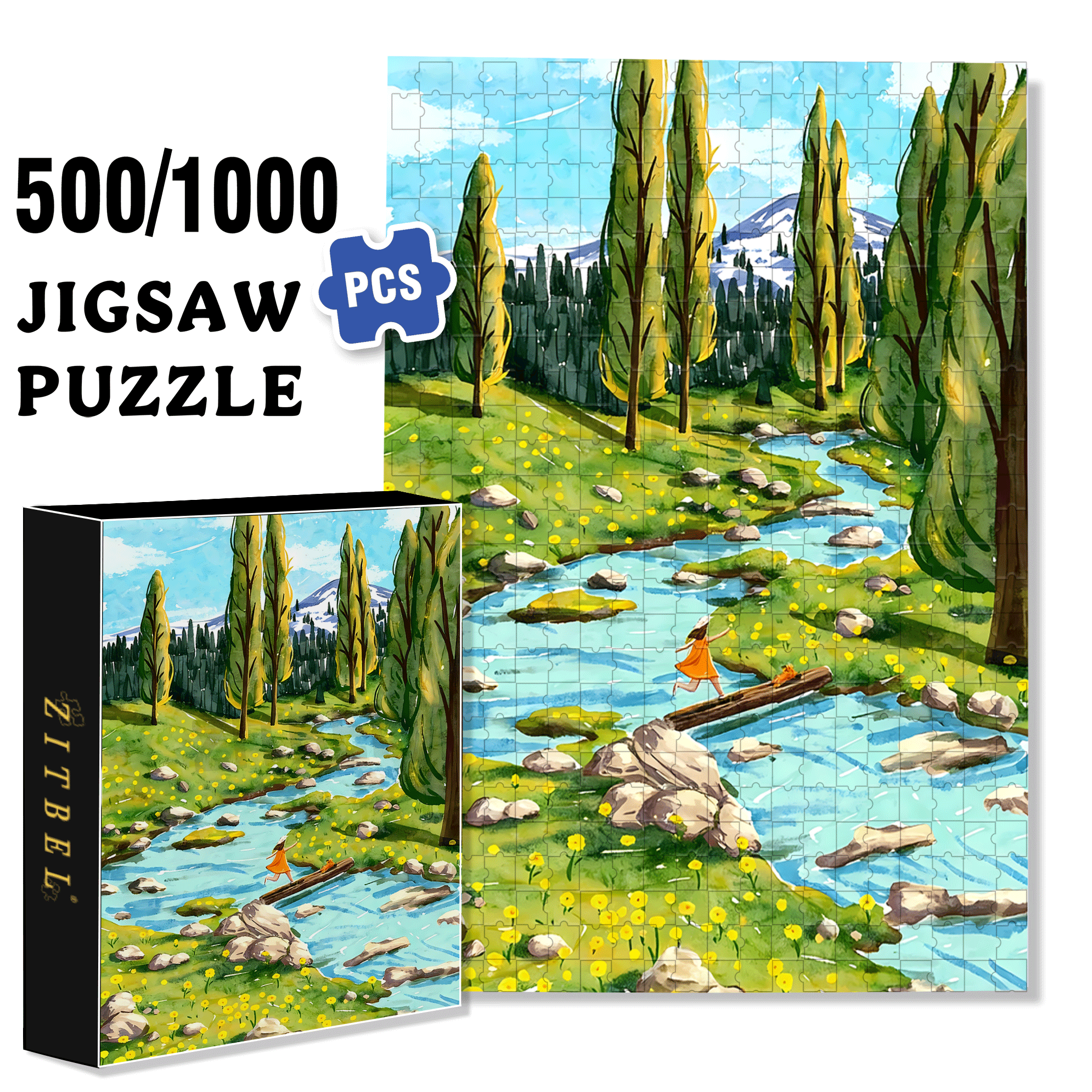 Joyful Running 500pcs/1000pcs Jigsaw Puzzle, Scratch-Resistant, Interactive Family Game & Brain-Boosting DIY Decor, Perfect for Halloween, Christmas & New Year Gifts, Family Puzzle Game