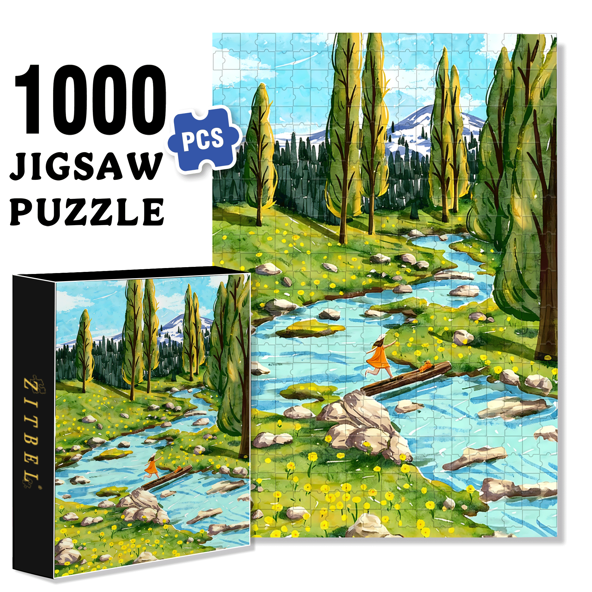 Joyful Running 500pcs/1000pcs Jigsaw Puzzle, Scratch-Resistant, Interactive Family Game & Brain-Boosting DIY Decor, Perfect for Halloween, Christmas & New Year Gifts, Family Puzzle Game