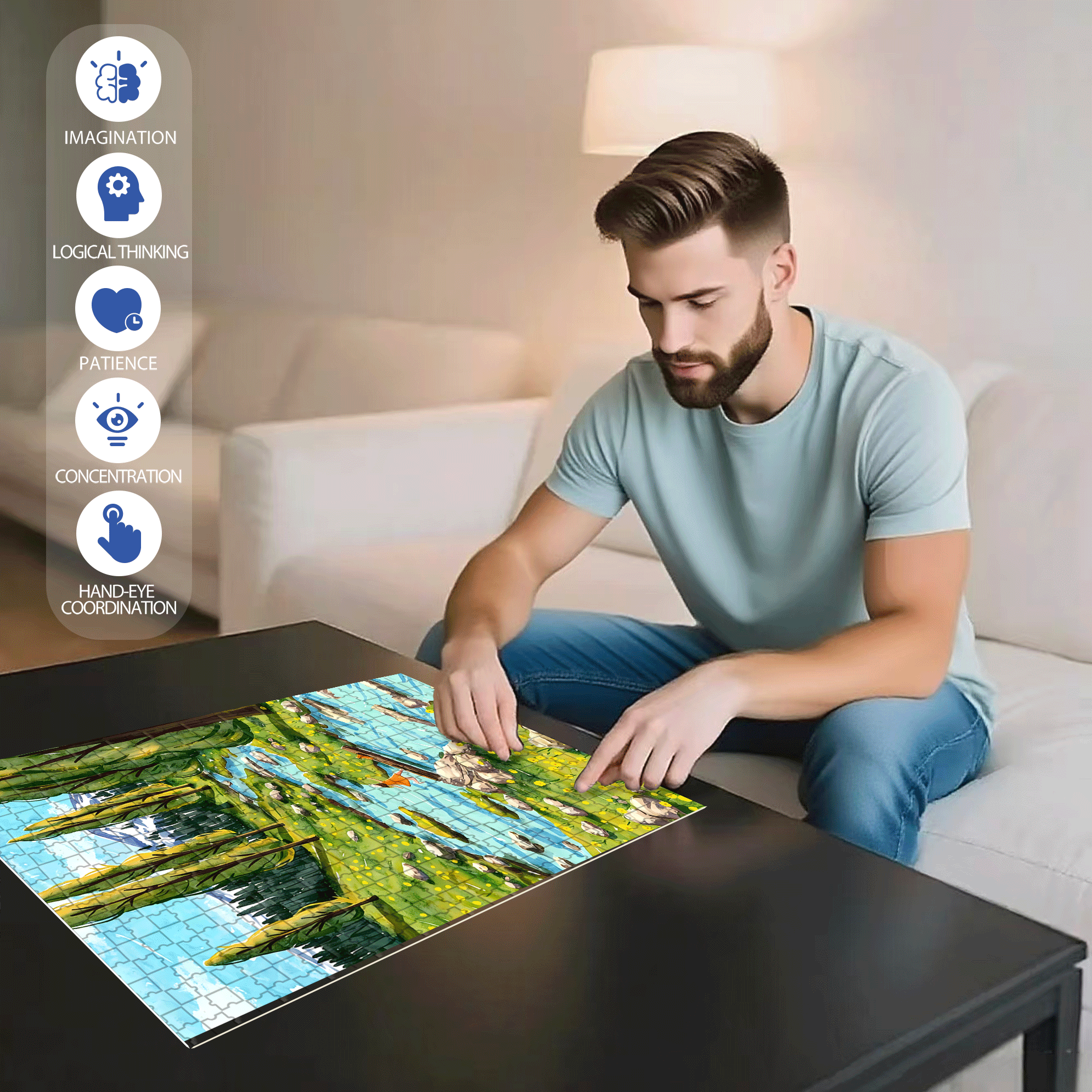 Joyful Running 500pcs/1000pcs Jigsaw Puzzle, Scratch-Resistant, Interactive Family Game & Brain-Boosting DIY Decor, Perfect for Halloween, Christmas & New Year Gifts, Family Puzzle Game