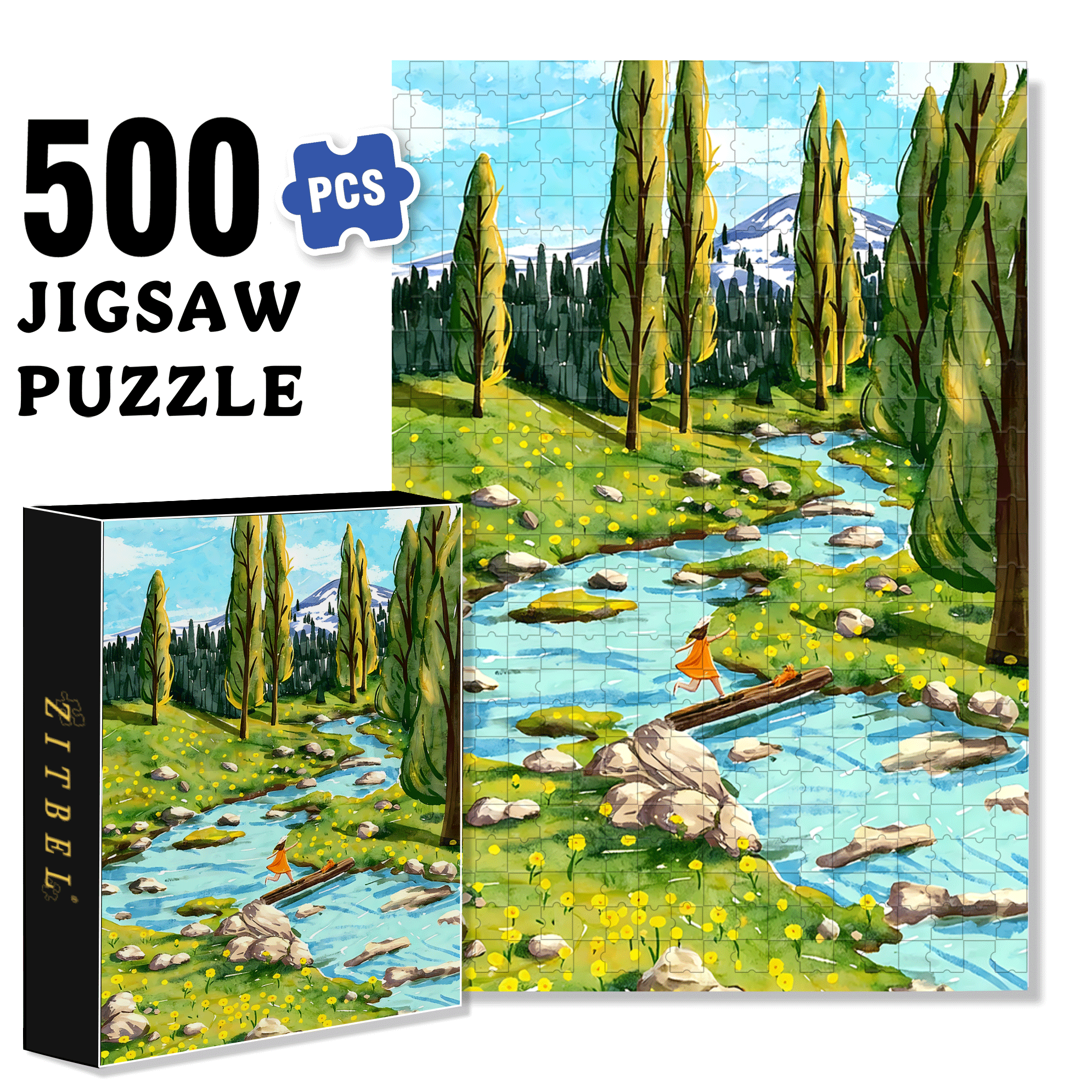 Joyful Running 500pcs/1000pcs Jigsaw Puzzle, Scratch-Resistant, Interactive Family Game & Brain-Boosting DIY Decor, Perfect for Halloween, Christmas & New Year Gifts, Family Puzzle Game