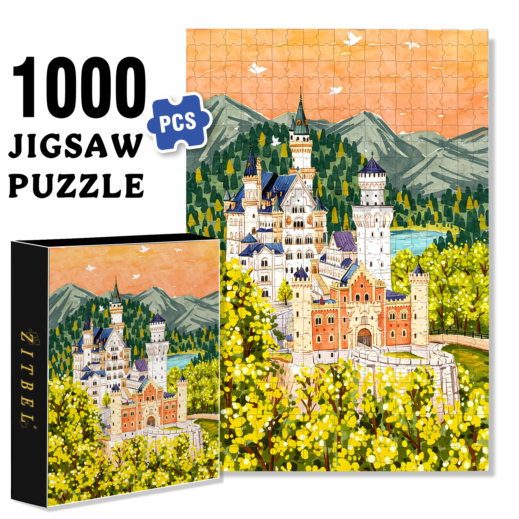 Jungle Castle 500pcs/1000pcs Jigsaw Puzzle, Scratch-Resistant, Interactive Family Game & Brain-Boosting DIY Decor, Perfect for Halloween, Christmas & New Year Gifts, Family Puzzle Game