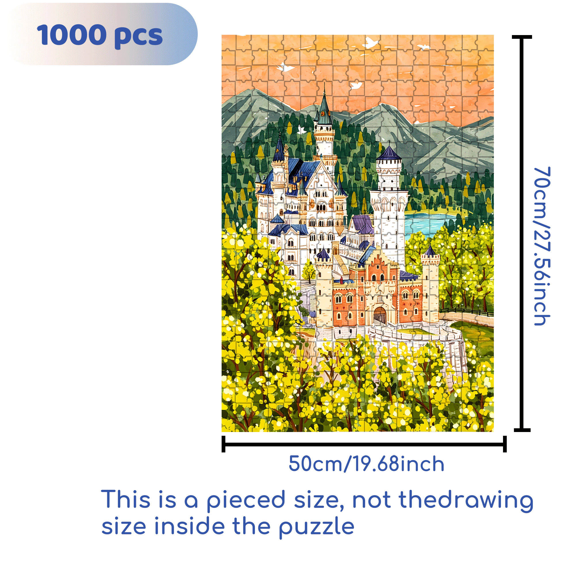 Jungle Castle 500pcs/1000pcs Jigsaw Puzzle, Scratch-Resistant, Interactive Family Game & Brain-Boosting DIY Decor, Perfect for Halloween, Christmas & New Year Gifts, Family Puzzle Game