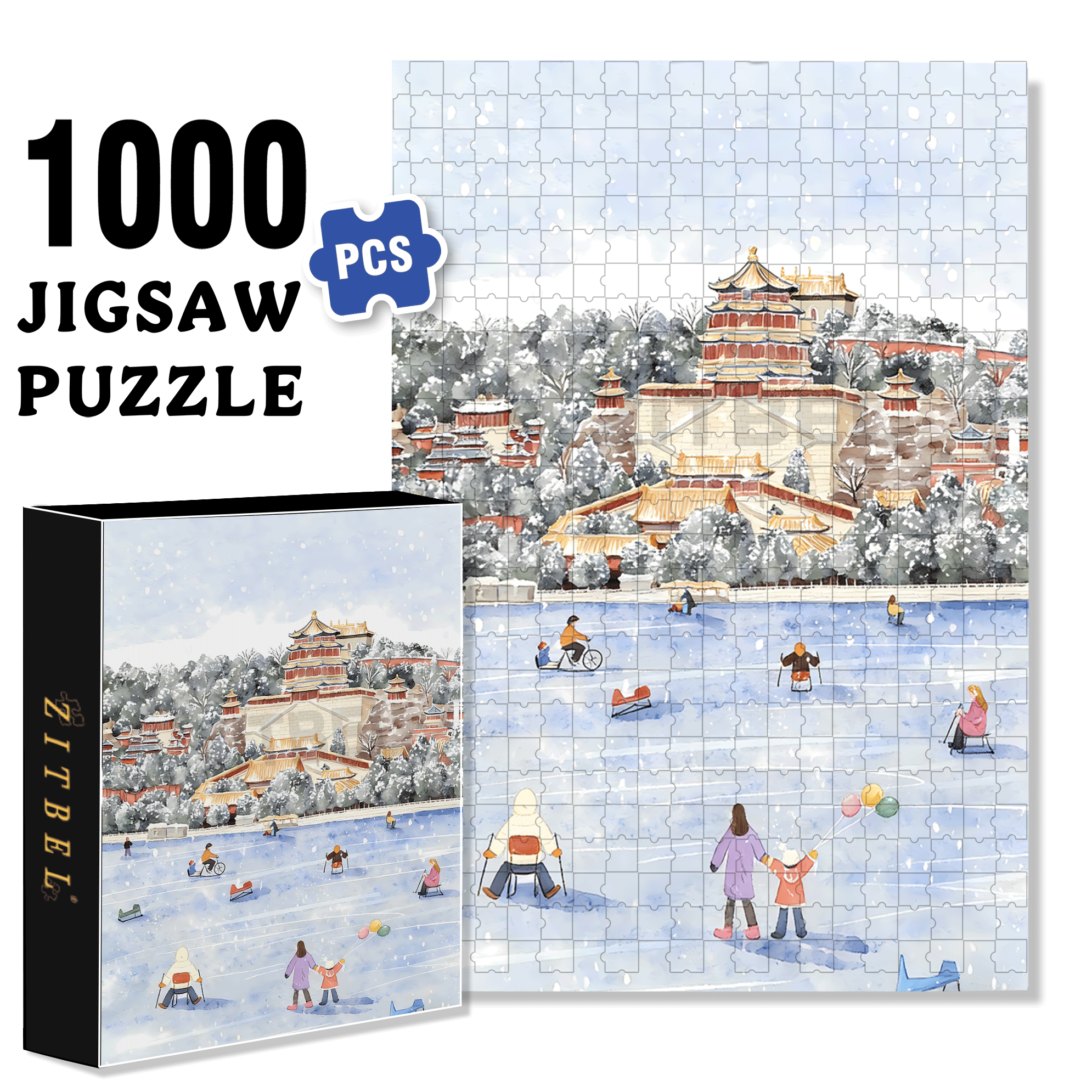 Kunming Lake 500pcs/1000pcs Jigsaw Puzzle, Scratch-Resistant, Interactive Family Game & Brain-Boosting DIY Decor, Perfect for Halloween, Christmas & New Year Gifts, Family Puzzle Game