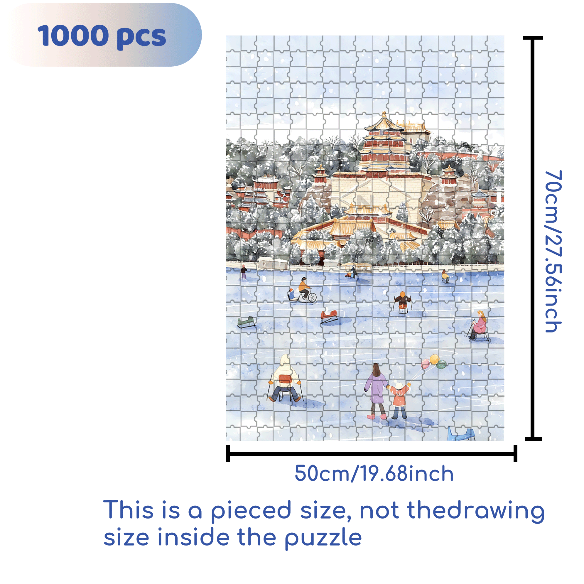 Kunming Lake 500pcs/1000pcs Jigsaw Puzzle, Scratch-Resistant, Interactive Family Game & Brain-Boosting DIY Decor, Perfect for Halloween, Christmas & New Year Gifts, Family Puzzle Game