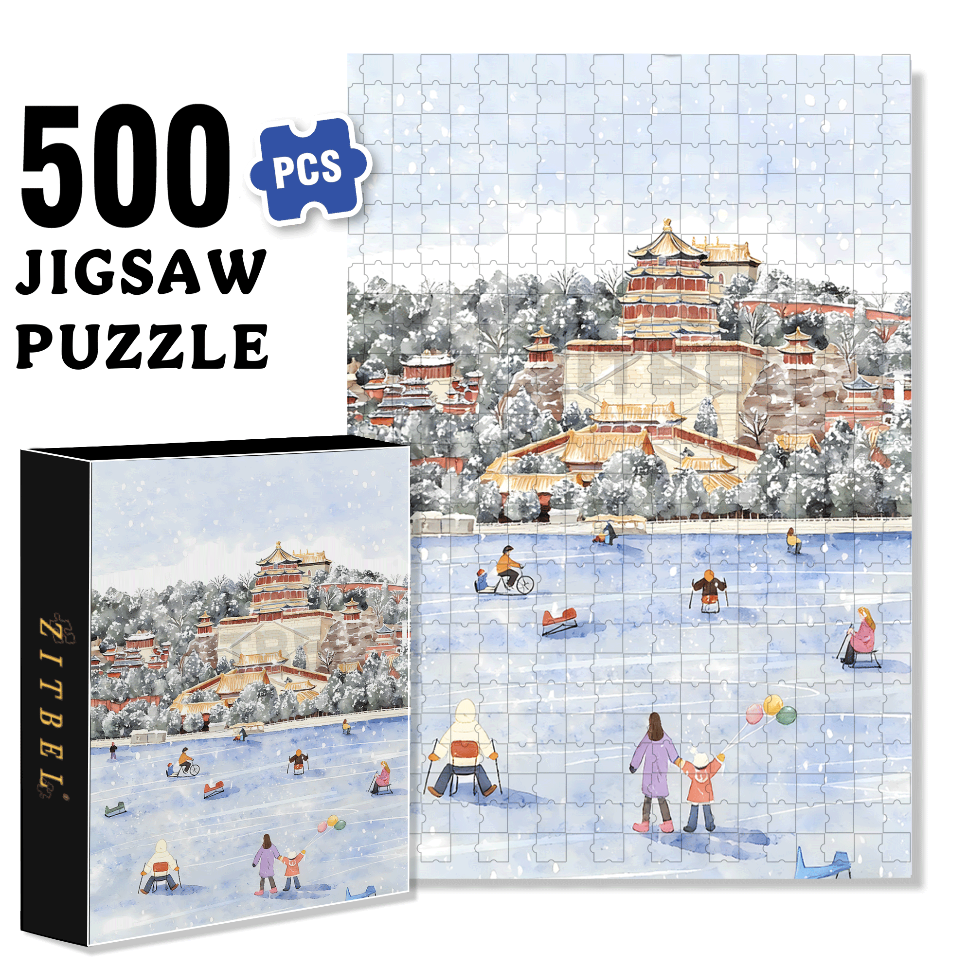 Kunming Lake 500pcs/1000pcs Jigsaw Puzzle, Scratch-Resistant, Interactive Family Game & Brain-Boosting DIY Decor, Perfect for Halloween, Christmas & New Year Gifts, Family Puzzle Game