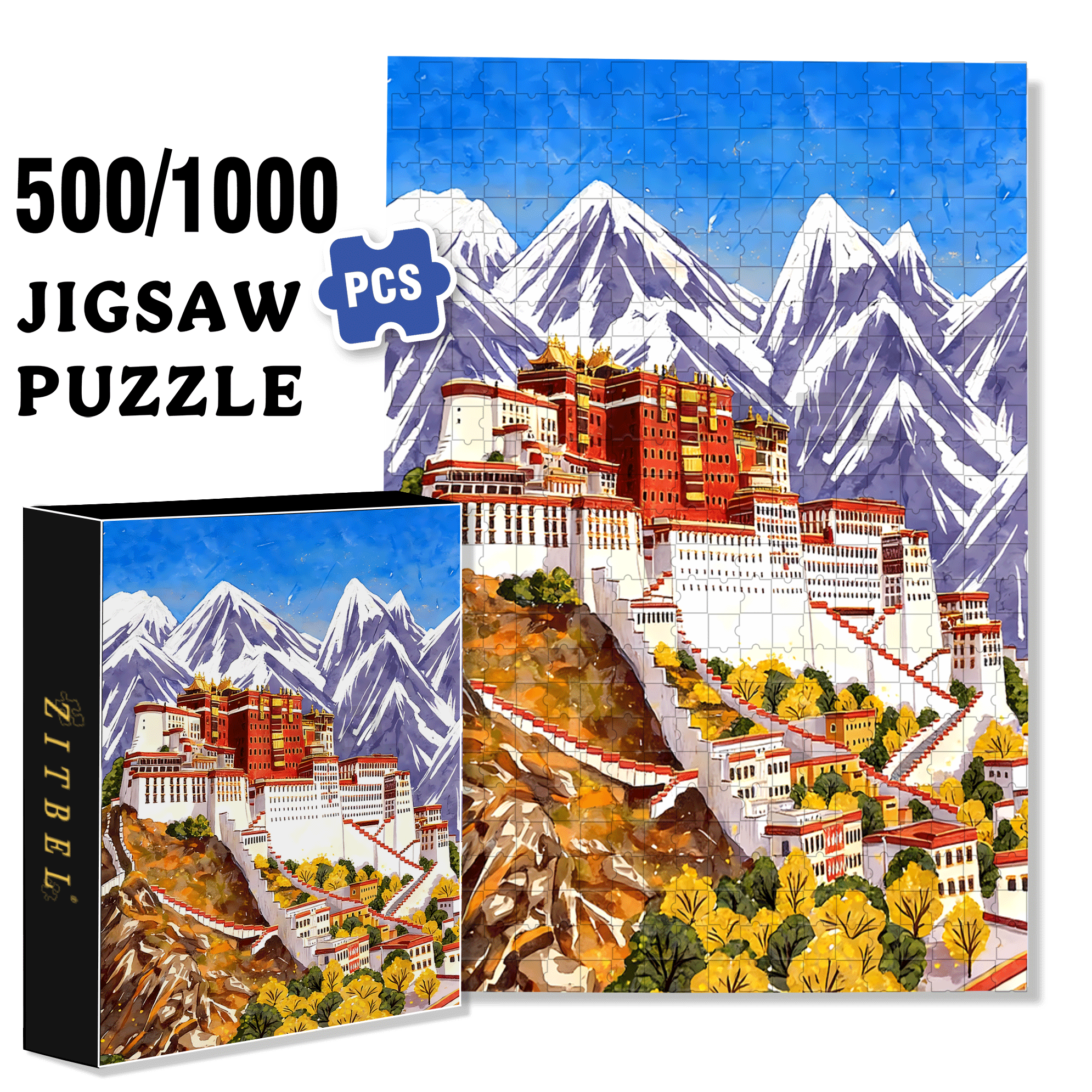 Lasa 500pcs/1000pcs Jigsaw Puzzle, Scratch-Resistant, Interactive Family Game & Brain-Boosting DIY Decor, Perfect for Halloween, Christmas & New Year Gifts, Family Puzzle Game