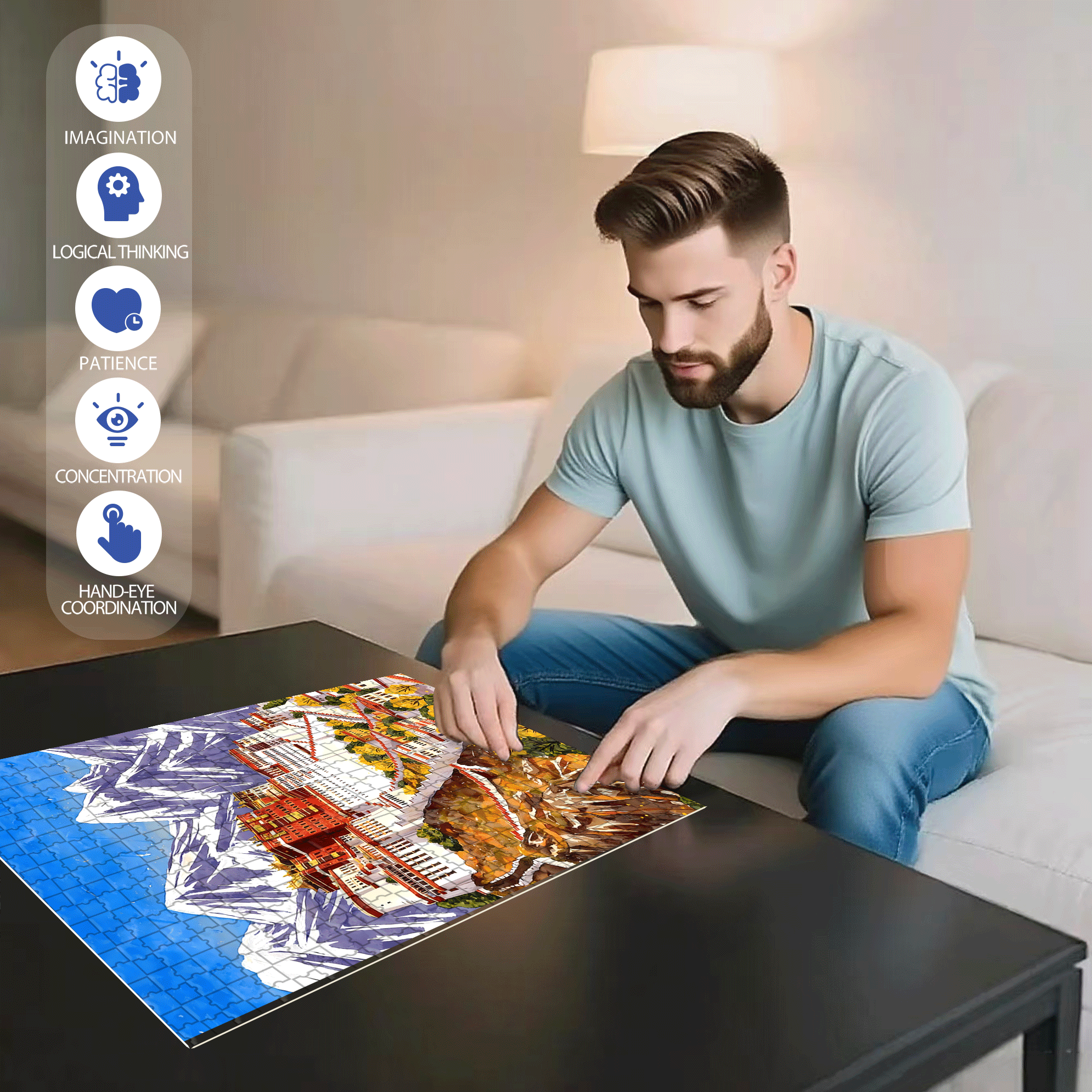 Lasa 500pcs/1000pcs Jigsaw Puzzle, Scratch-Resistant, Interactive Family Game & Brain-Boosting DIY Decor, Perfect for Halloween, Christmas & New Year Gifts, Family Puzzle Game