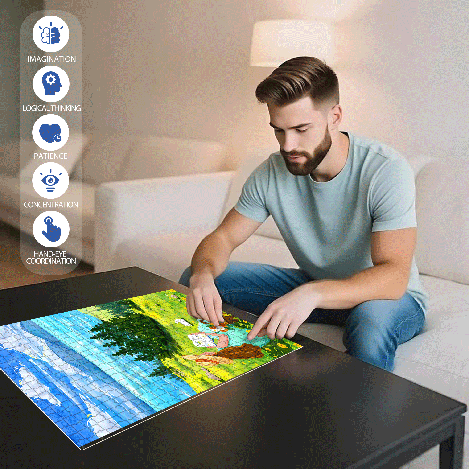 Let's Go To The Outskirts 500pcs/1000pcs Jigsaw Puzzle, Scratch-Resistant, Interactive Family Game & Brain-Boosting DIY Decor, Perfect for Halloween, Christmas & New Year Gifts, Family Puzzle Game