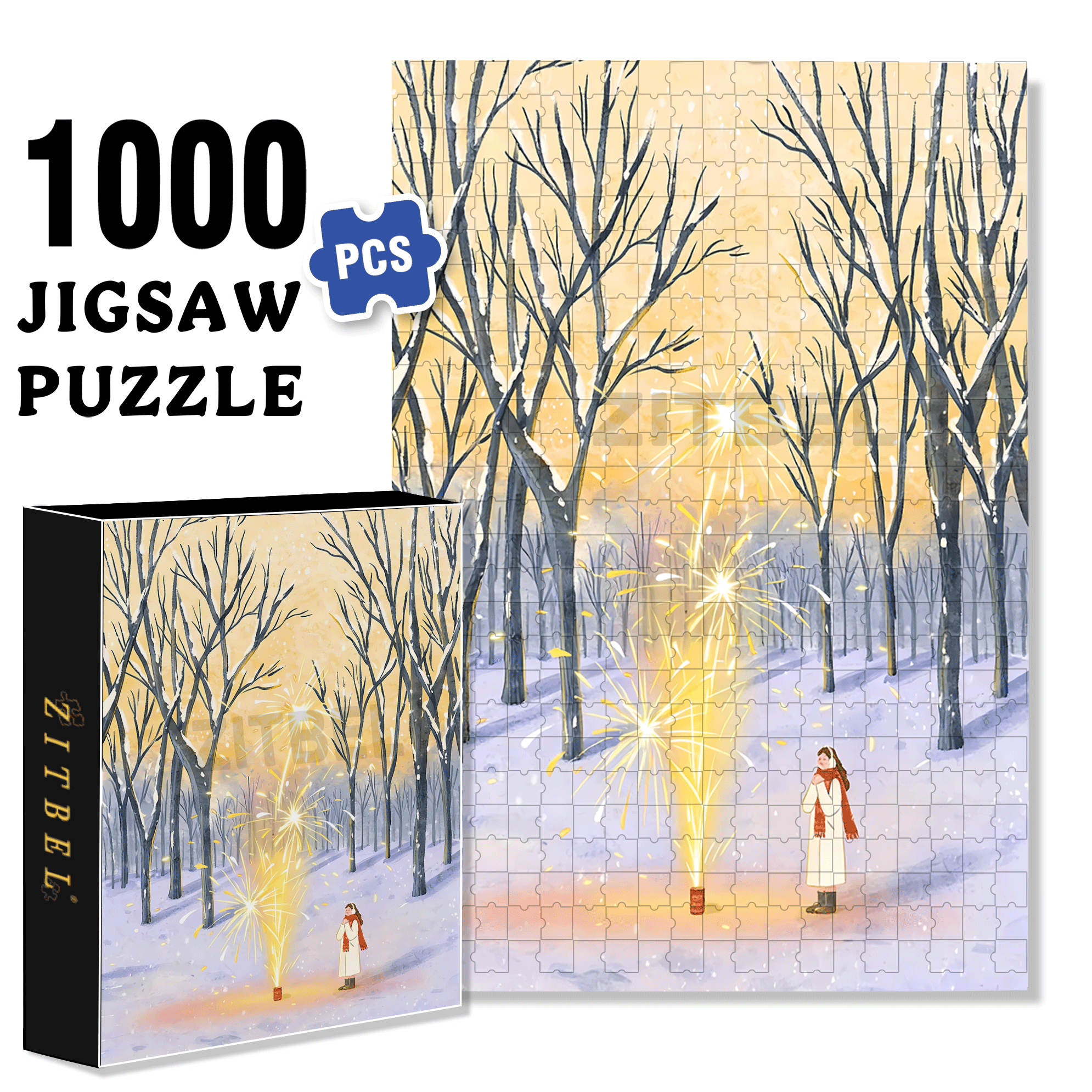 Let's Set Off Fireworks 500pcs/1000pcs Jigsaw Puzzle, Scratch-Resistant, Interactive Family Game & Brain-Boosting DIY Decor, Perfect for Halloween, Christmas & New Year Gifts, Family Puzzle Game